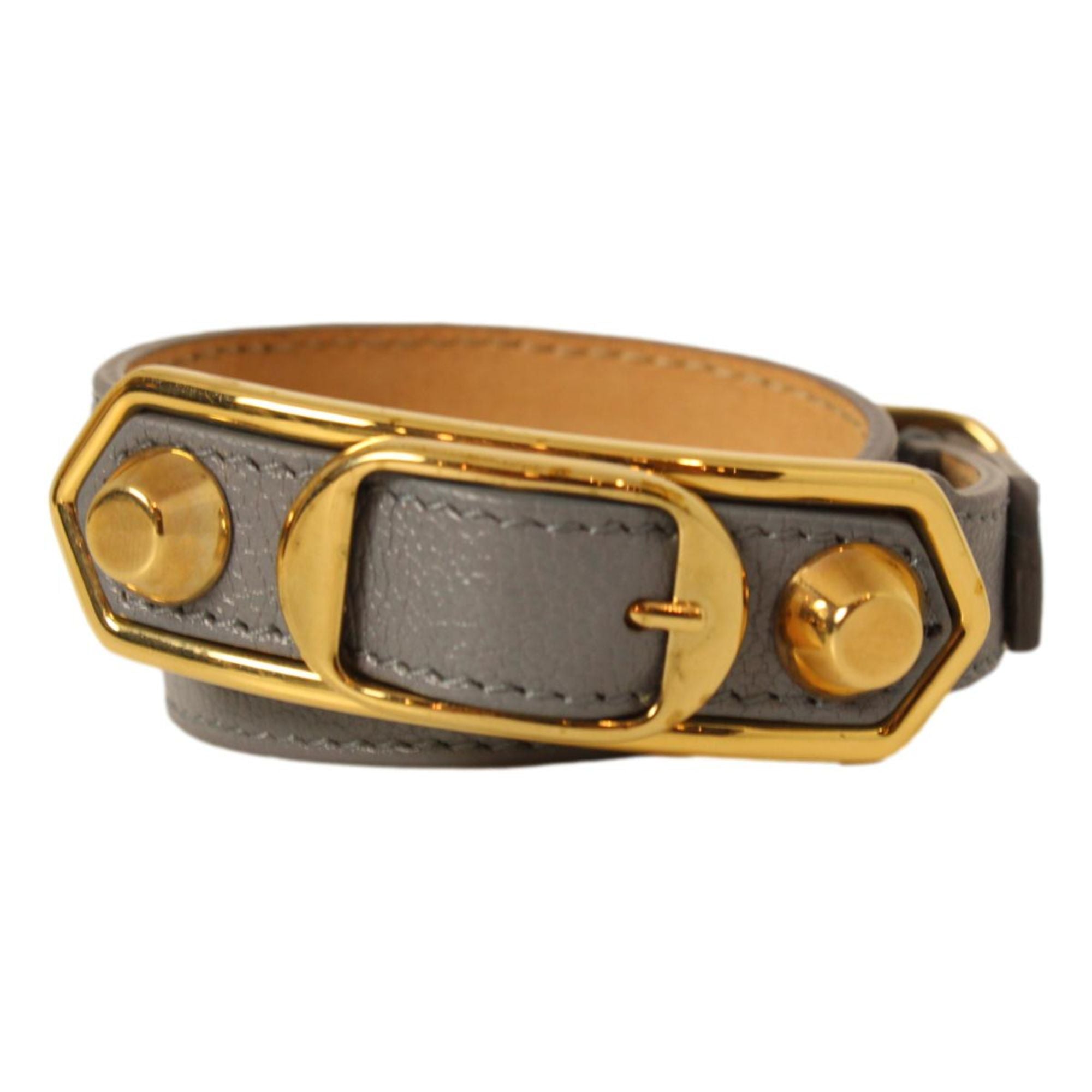 Balenciaga Arena Wrap Bracelet Bleu Acier Shiny Goat Leather Small
