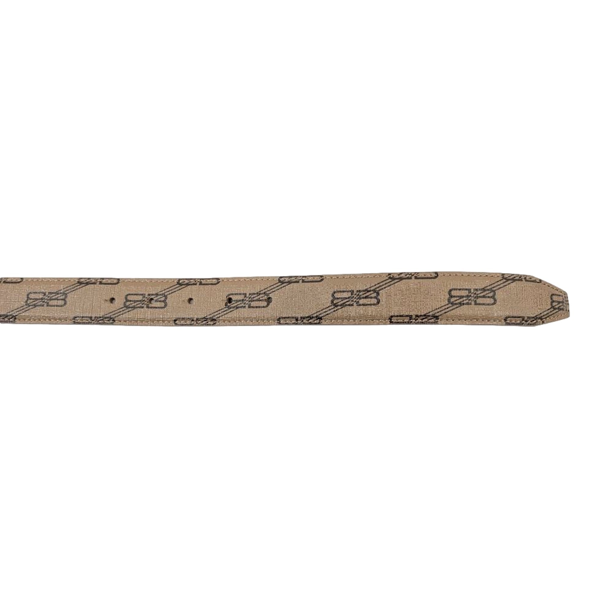 Balenciaga BB Signature Canvas Leather Belt Monogram Beige 75