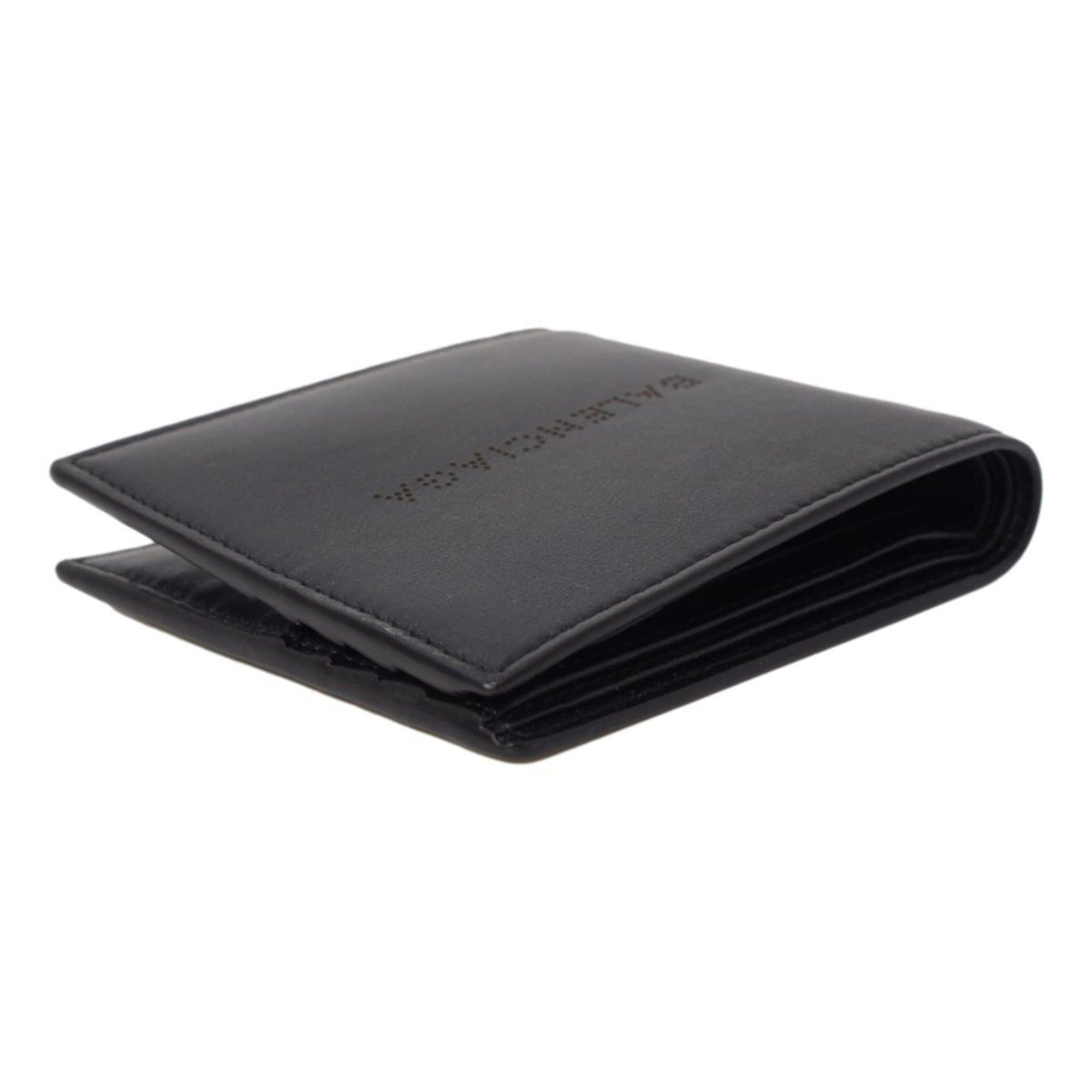 Balenciaga Cash Black Calfskin Leather Perforated Bifold Wallet