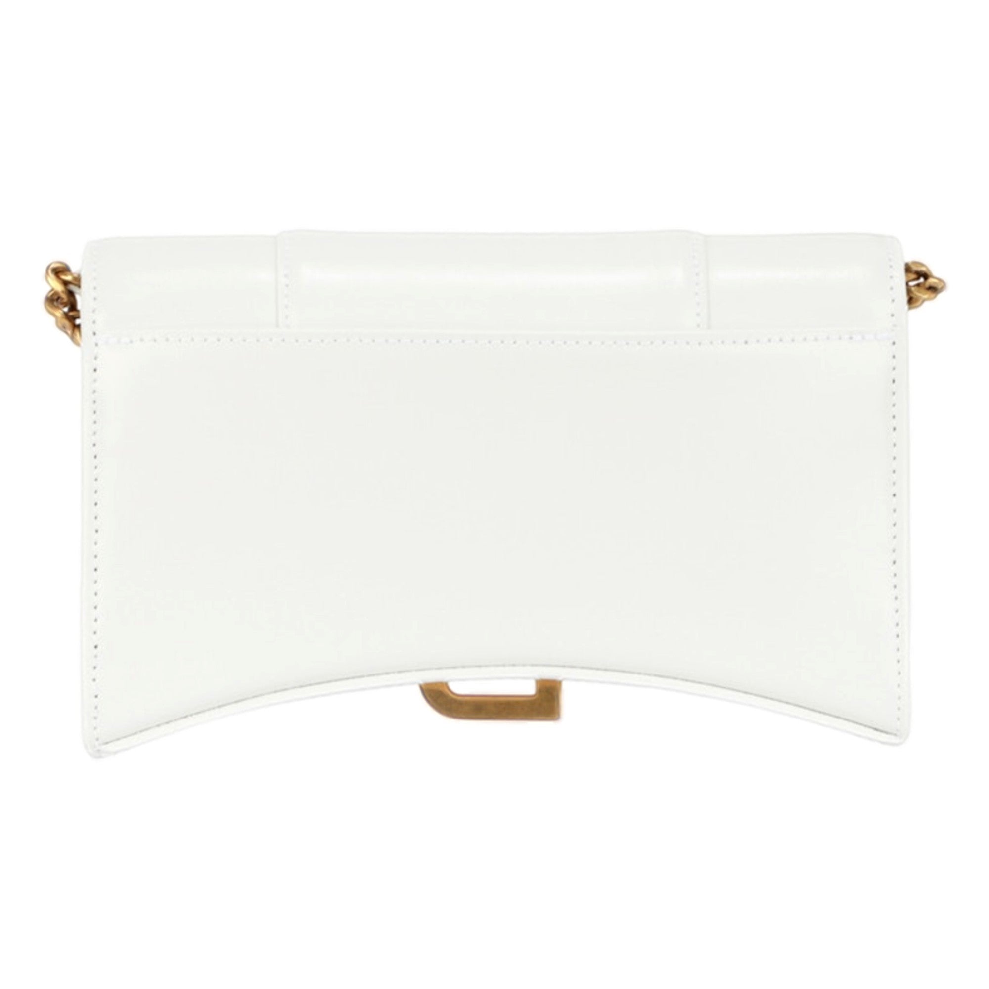 Balenciaga Hourglass White Smooth Calfskin Leather Wallet on Chain Crossbody Bag