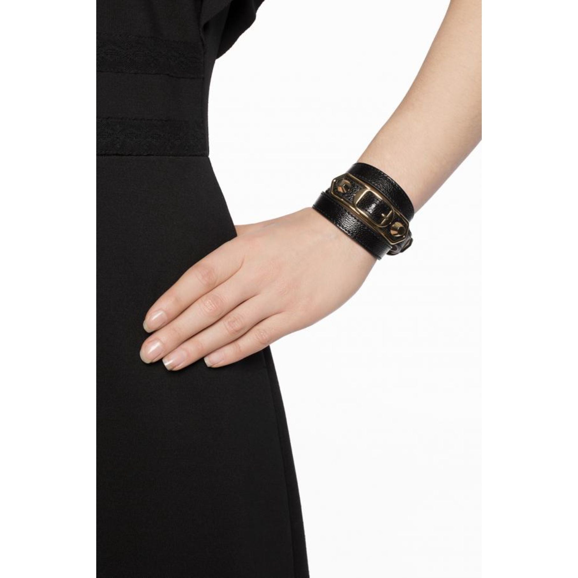 Balenciaga Arena Wrap Bracelet Blue Nuit Shiny Leather Medium