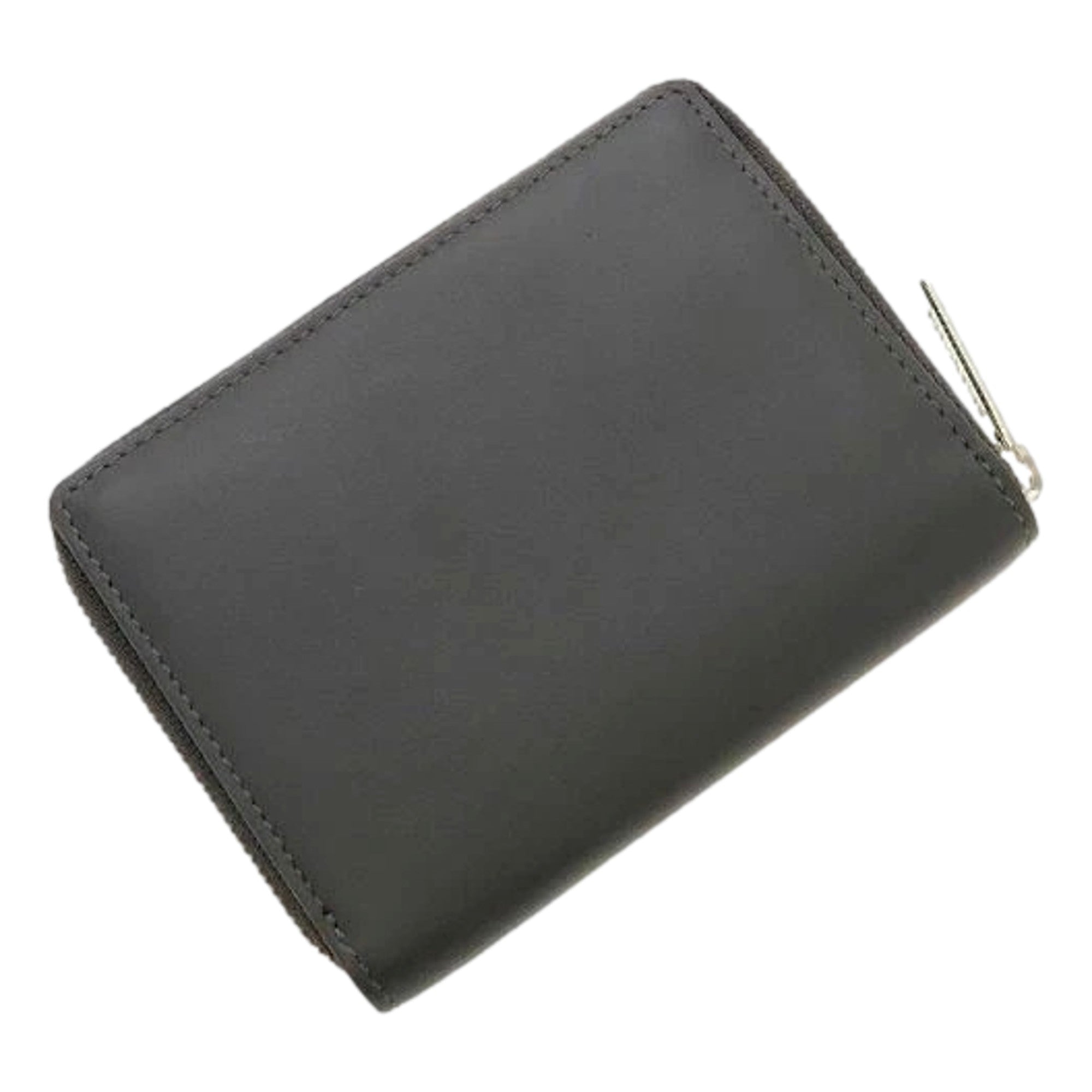 Balenciaga Smooth Calfskin Leather Zip Around Coin Case Wallet Gray Silver Hardware
