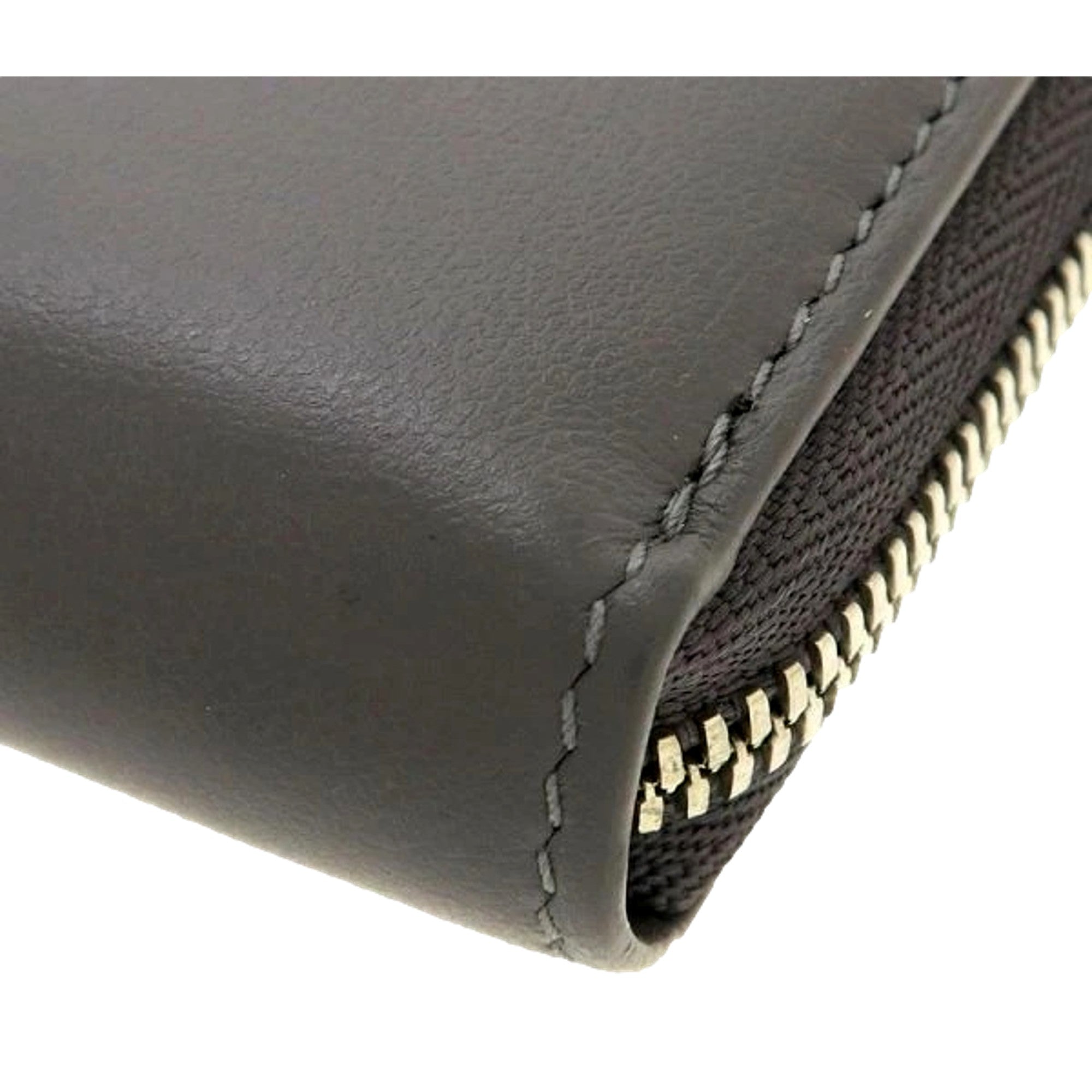 Balenciaga Smooth Calfskin Leather Zip Around Coin Case Wallet Gray Silver Hardware