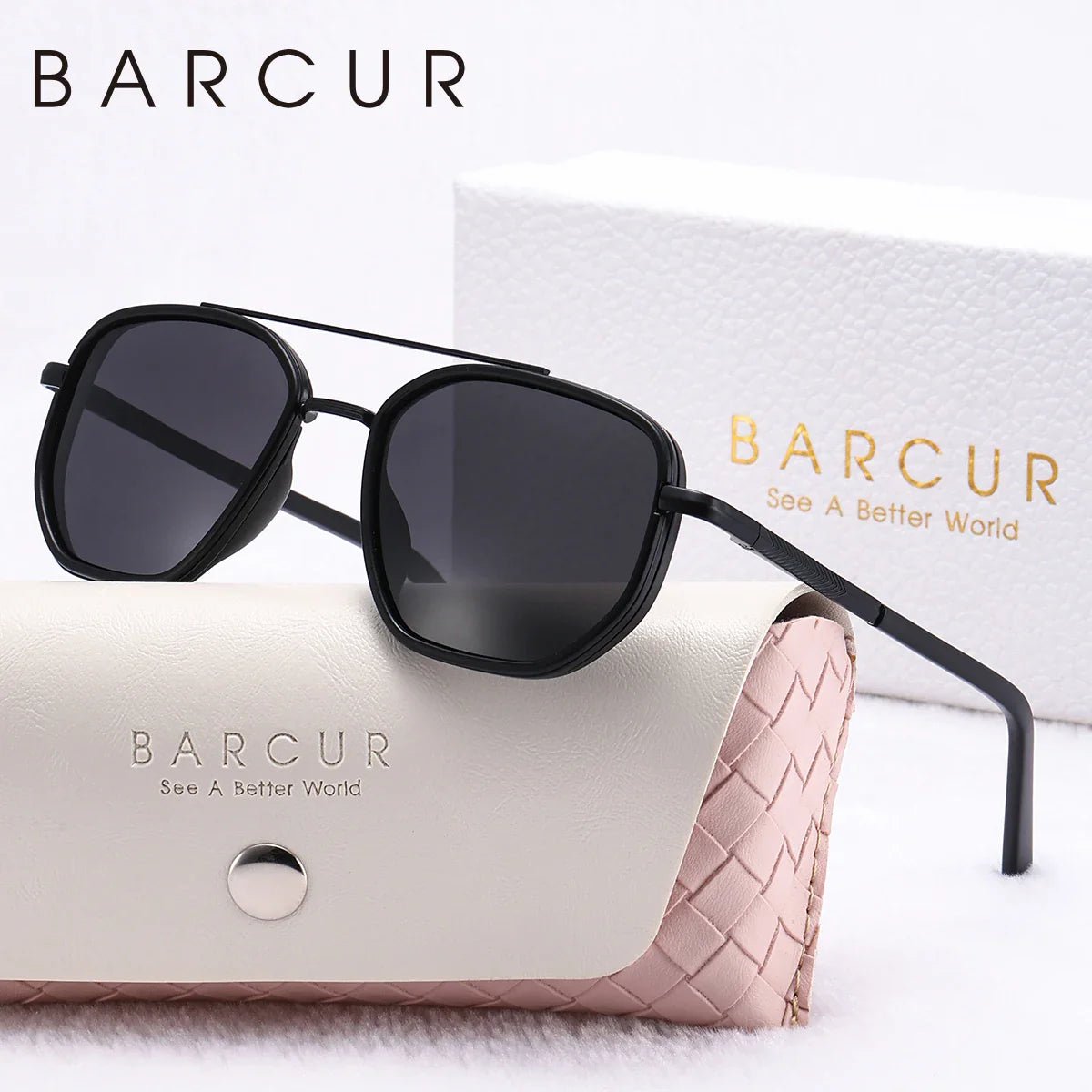 BARCUR Fashionable Trendy Polarized Sunglasses Polygon Frame with Delicate Thickened Striped Design – TAC Lens UV400 Protection for Driving and Outdoor Activities Women’s Fashion Sunglasses for Summer - Overture Gifts