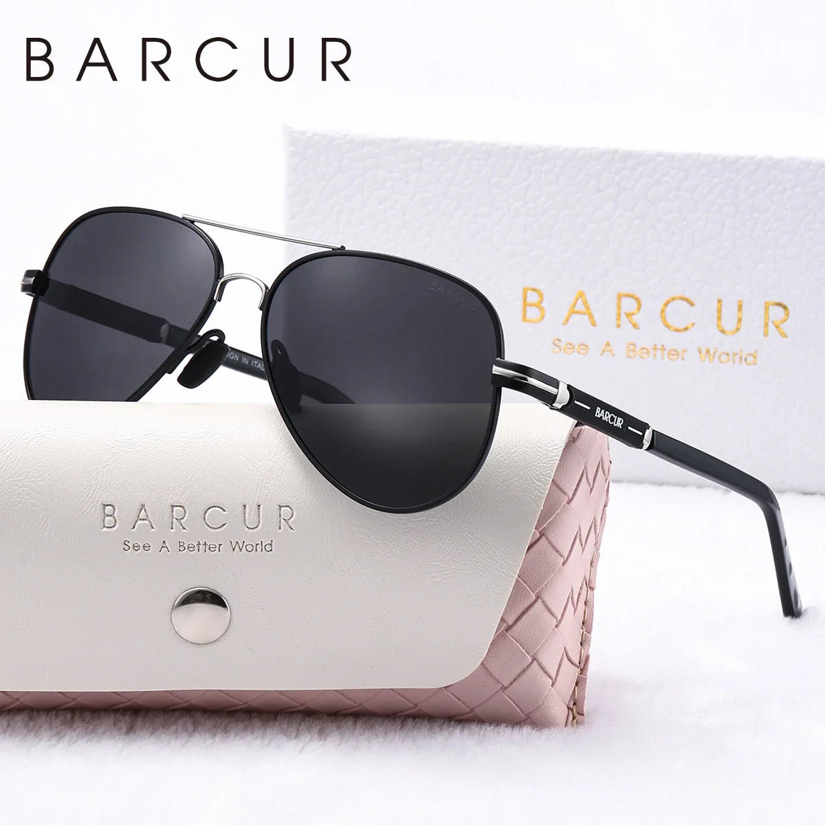 BARCUR Oversize Polarized Sunglasses for Women Trendy Double Beam Design Metal Elliptical Frame with UV400 Protection Fashionable Sun Glasses for Summer Outdoor & Daily Wear - Overture Gifts