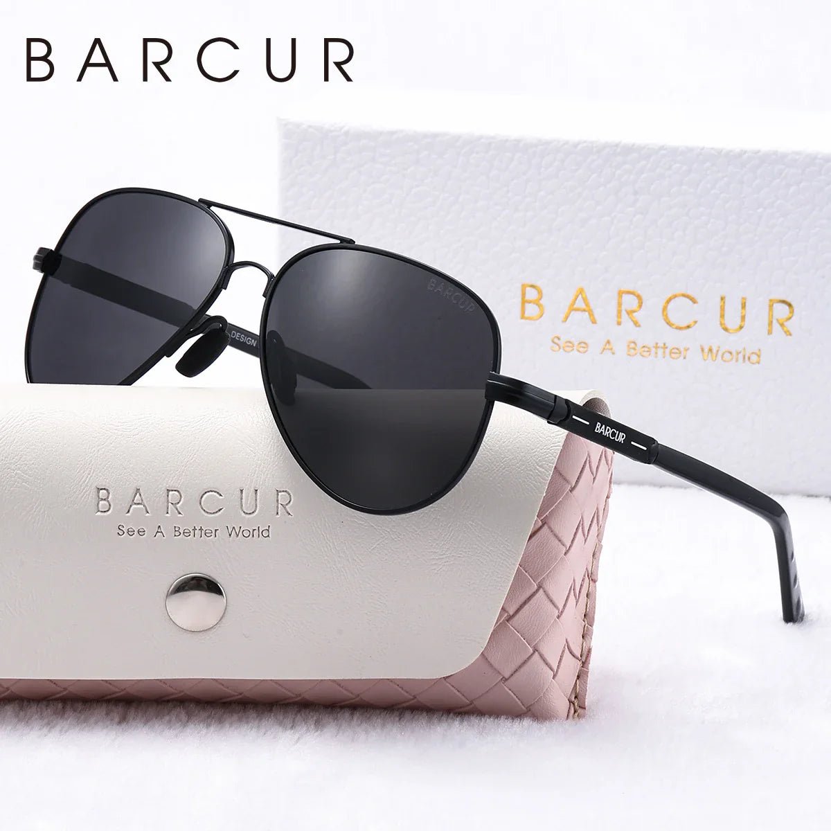BARCUR Oversize Polarized Sunglasses for Women Trendy Double Beam Design Metal Elliptical Frame with UV400 Protection Fashionable Sun Glasses for Summer Outdoor & Daily Wear - Overture Gifts