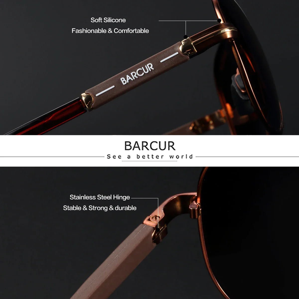 BARCUR Oversize Polarized Sunglasses for Women Trendy Double Beam Design Metal Elliptical Frame with UV400 Protection Fashionable Sun Glasses for Summer Outdoor & Daily Wear - Overture Gifts