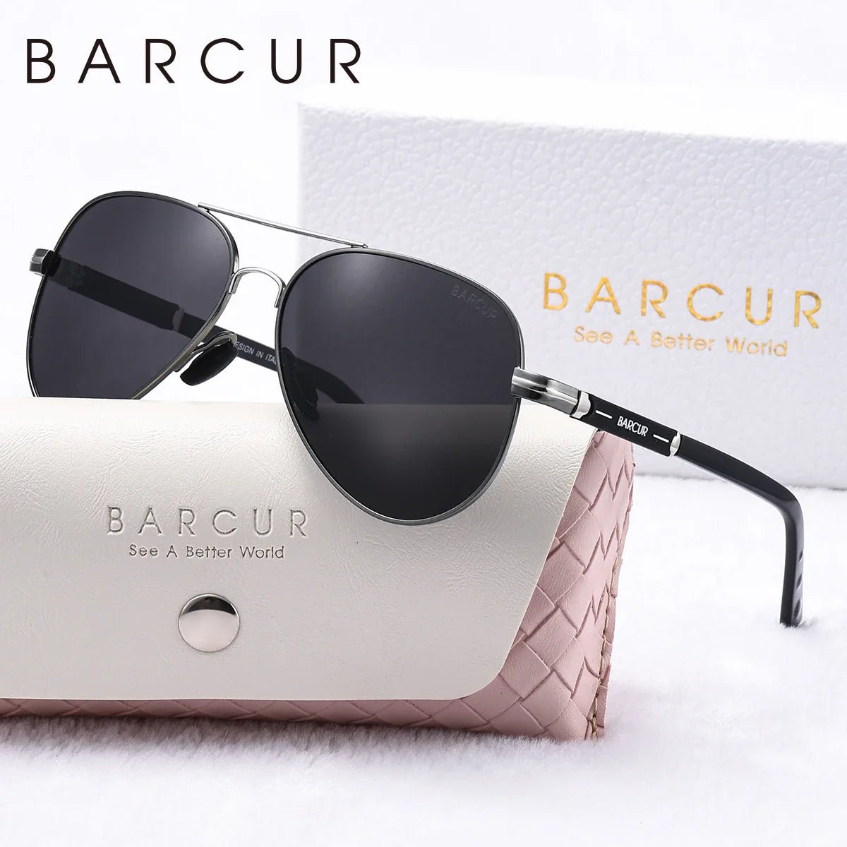 BARCUR Oversize Polarized Sunglasses for Women Trendy Double Beam Design Metal Elliptical Frame with UV400 Protection Fashionable Sun Glasses for Summer Outdoor & Daily Wear - Overture Gifts
