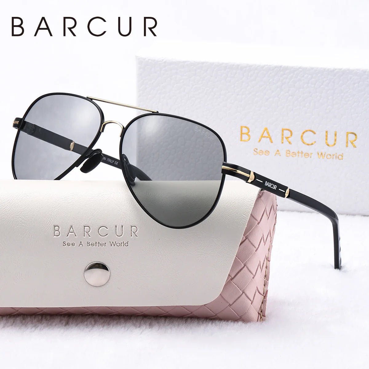 BARCUR Oversize Polarized Sunglasses for Women Trendy Double Beam Design Metal Elliptical Frame with UV400 Protection Fashionable Sun Glasses for Summer Outdoor & Daily Wear - Overture Gifts