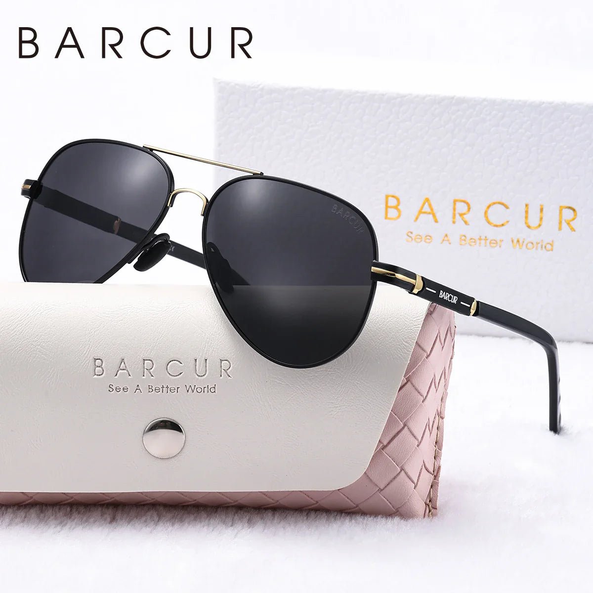 BARCUR Oversize Polarized Sunglasses for Women Trendy Double Beam Design Metal Elliptical Frame with UV400 Protection Fashionable Sun Glasses for Summer Outdoor & Daily Wear - Overture Gifts