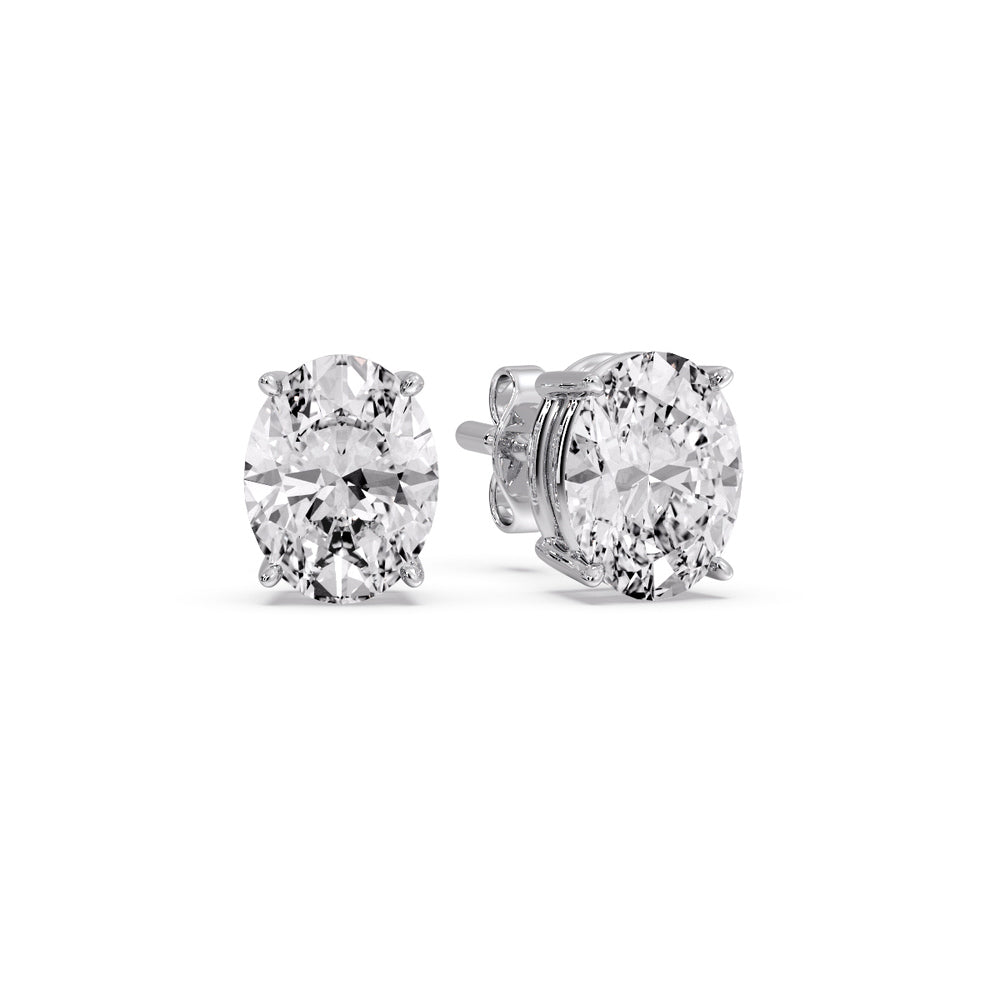 Classic Four Prong Oval Diamond Solitaire Stud Earrings [IGI Certified]