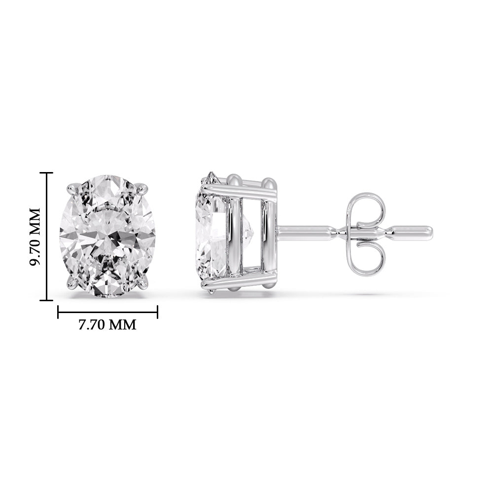 Classic Four Prong Oval Diamond Solitaire Stud Earrings [IGI Certified]