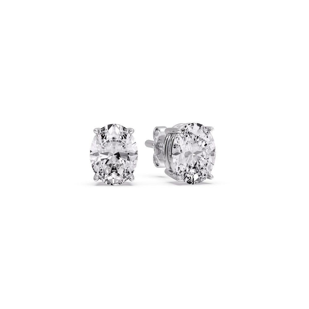Classic Four Prong Oval Diamond Solitaire Stud Earrings [IGI Certified]