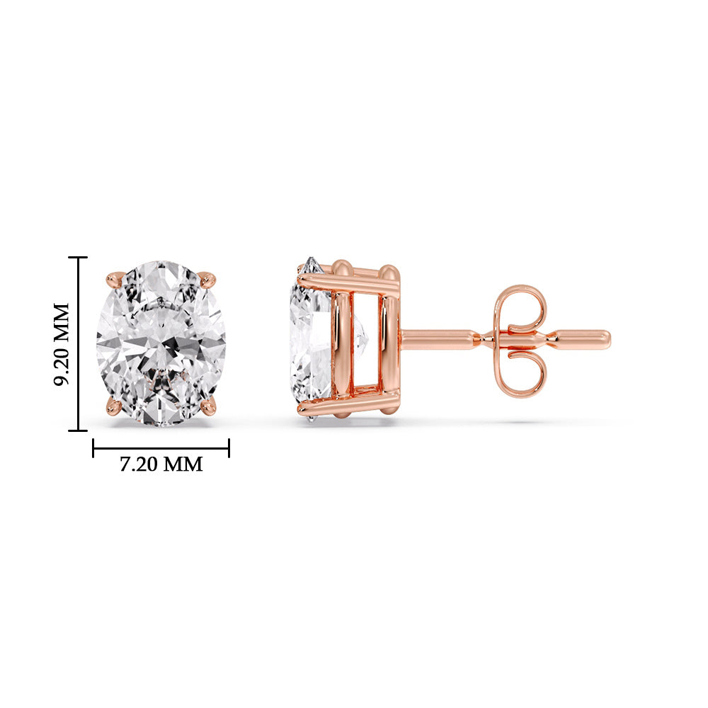Classic Four Prong Oval Diamond Solitaire Stud Earrings [IGI Certified]