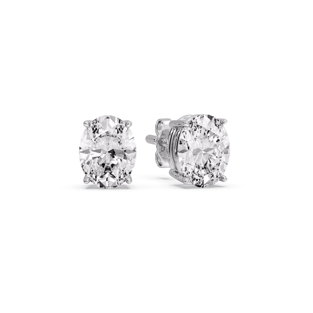 Classic Four Prong Oval Diamond Solitaire Stud Earrings [IGI Certified]