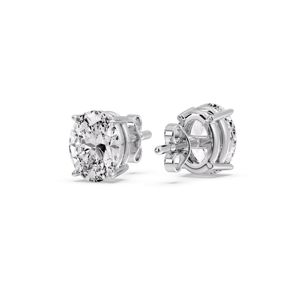Classic Four Prong Oval Diamond Solitaire Stud Earrings [IGI Certified]
