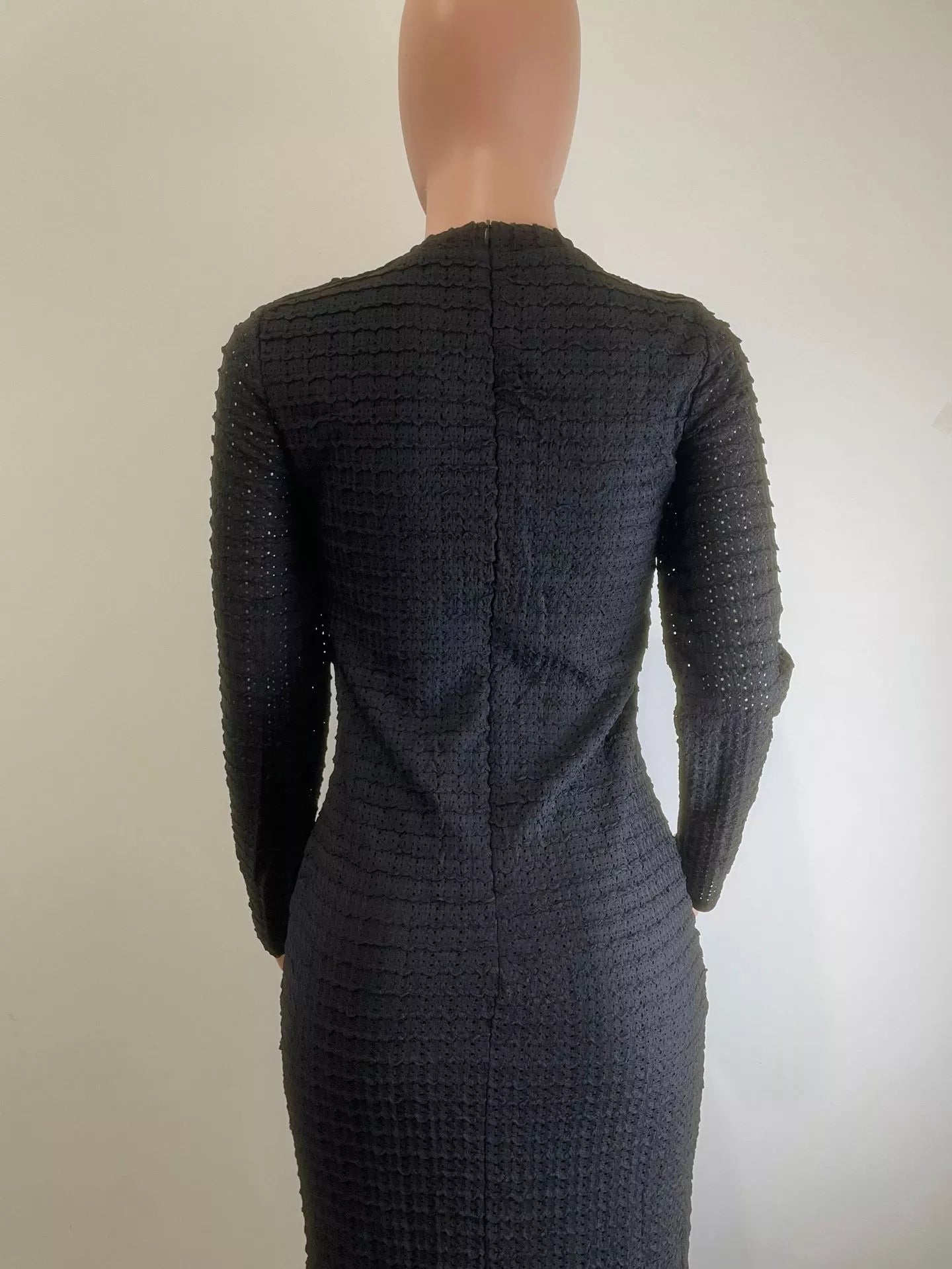 Textured Decor Button Midi Dress