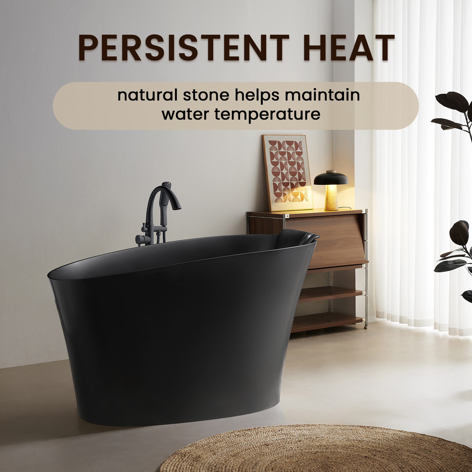 51" Solid Surface Oval Freestanding Bathtub
