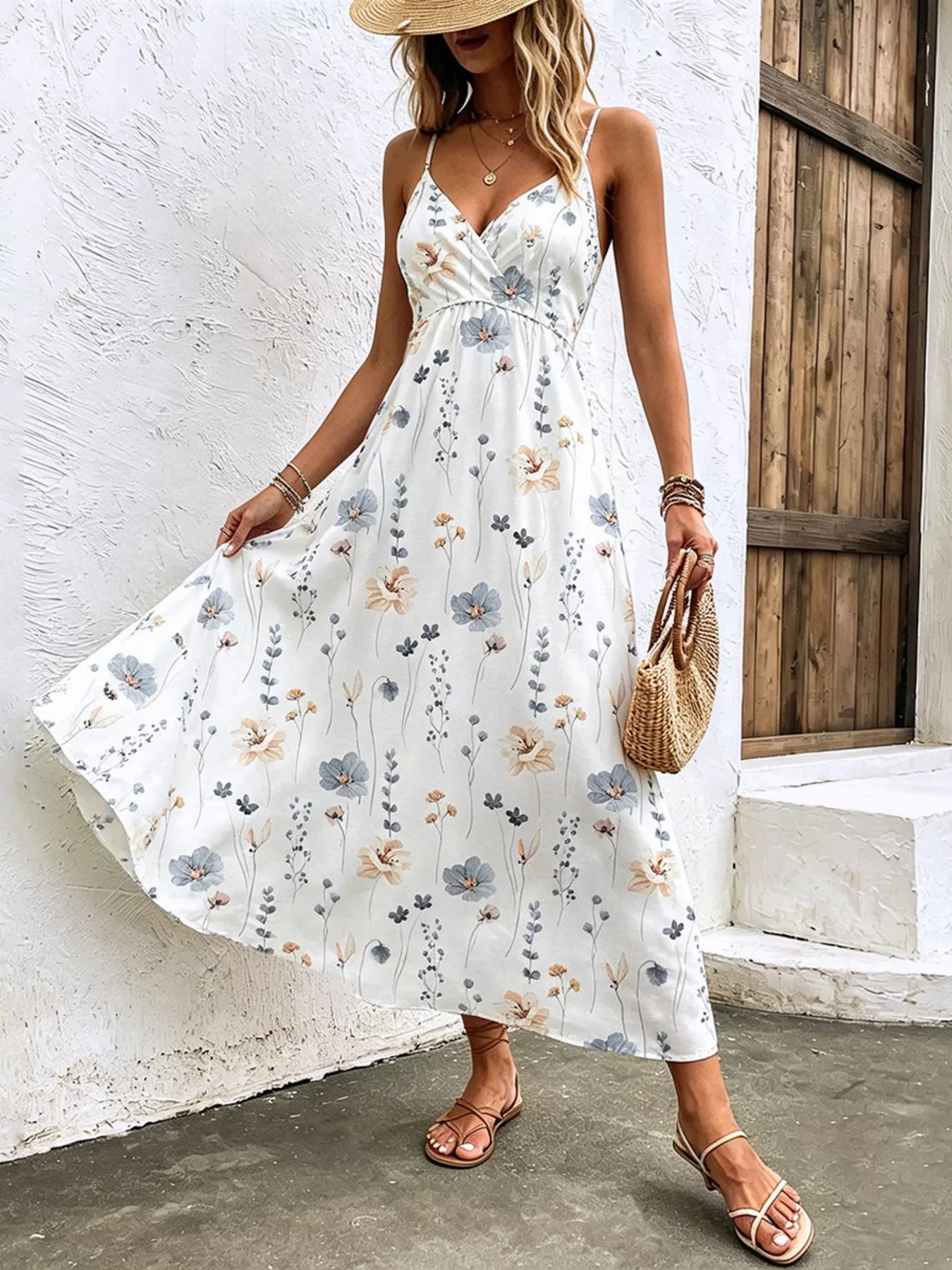 Floral Print Spaghetti Strap Midi Dress