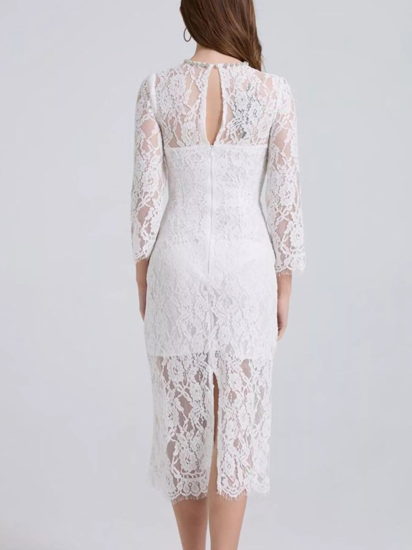 Lace Long Sleeve Midi Dress