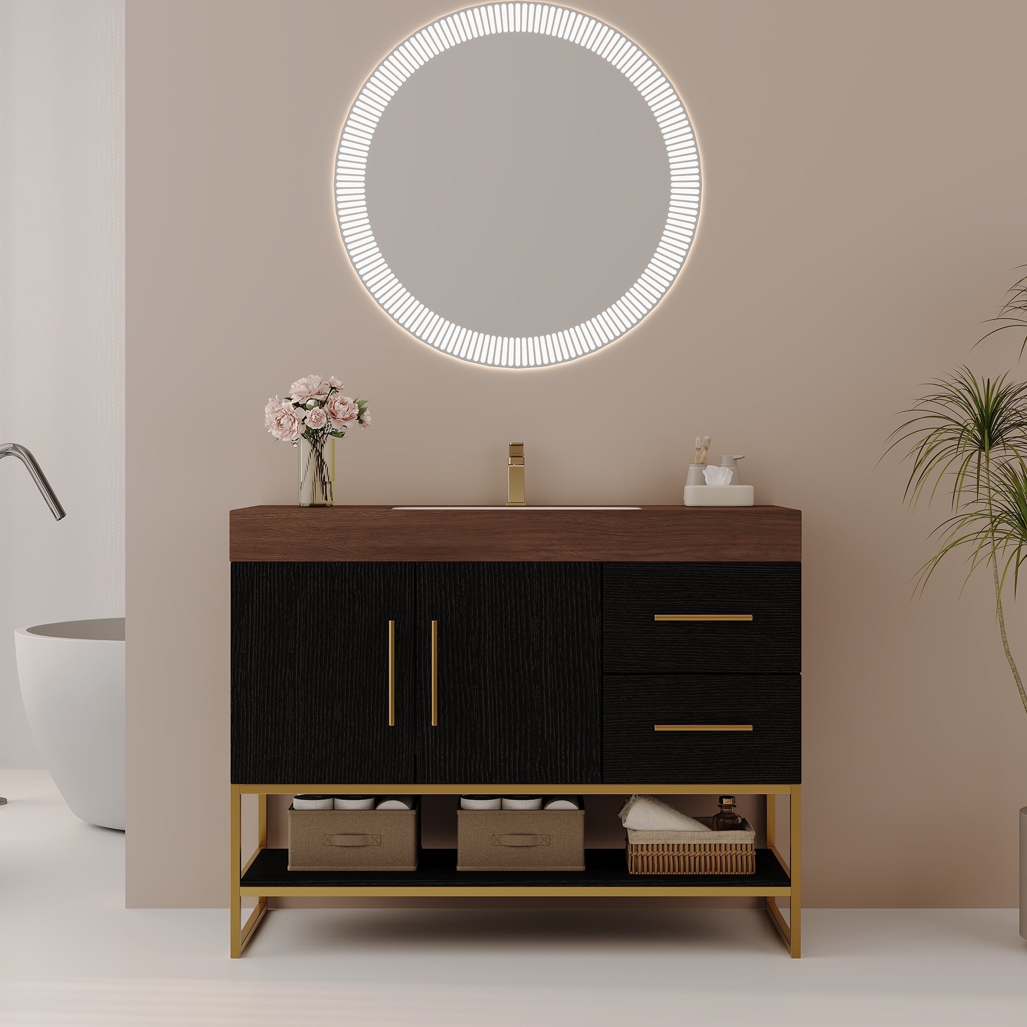 36" Modern Free-Standing Bathroom Vanity with Seamless Sink