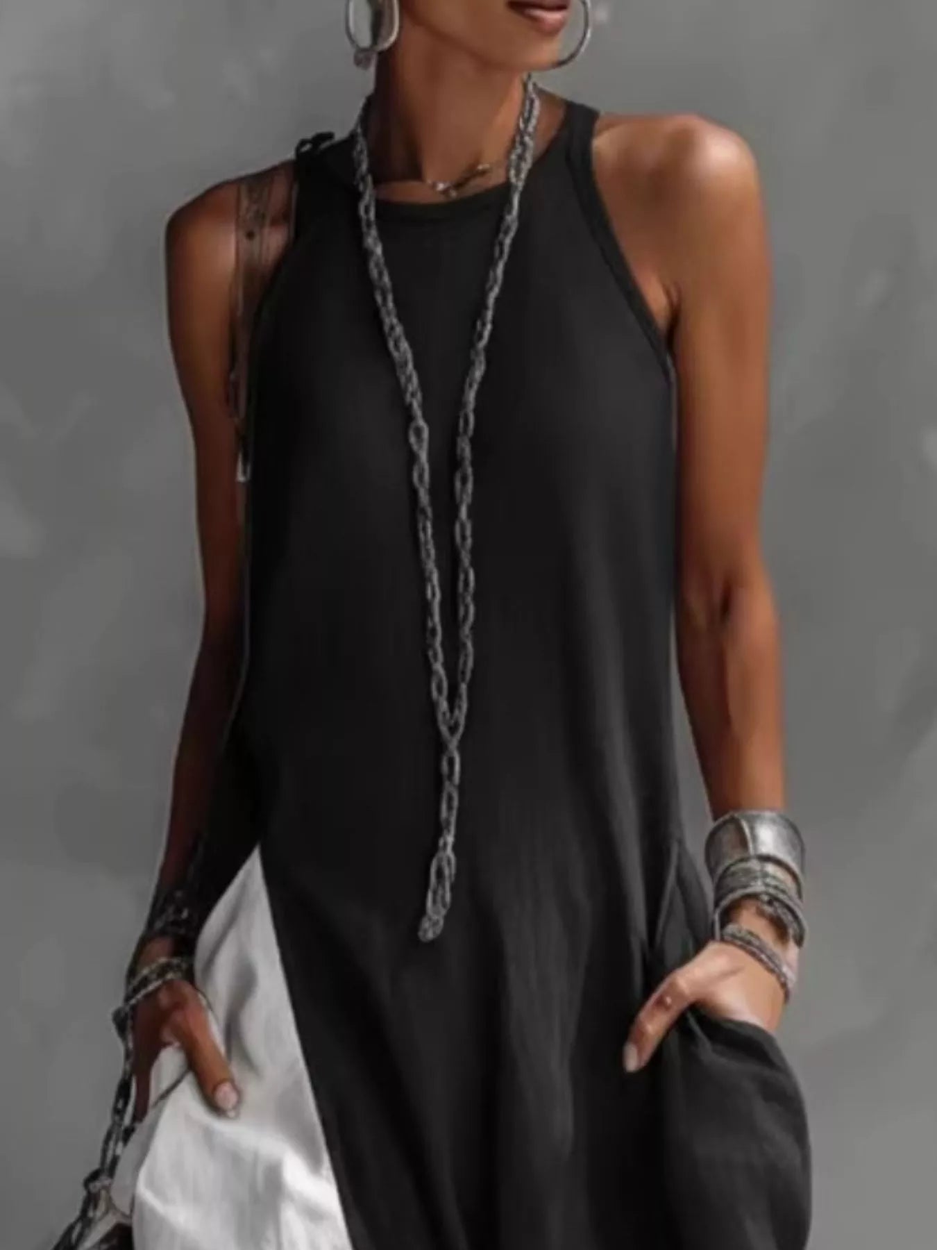 Two-Tone Sleeveless Maxi Dress