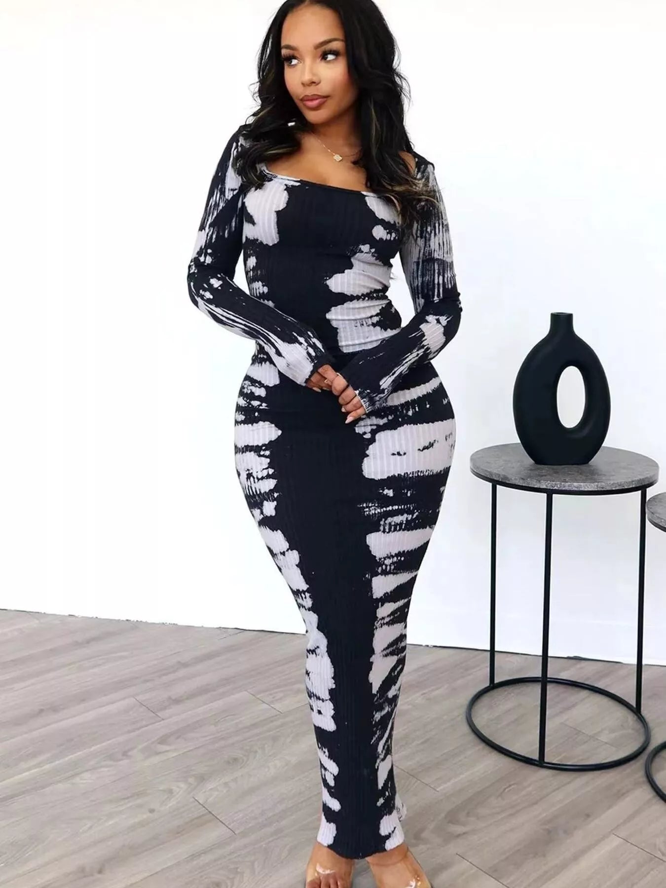 Tie-Dye Long Sleeve Maxi Dress