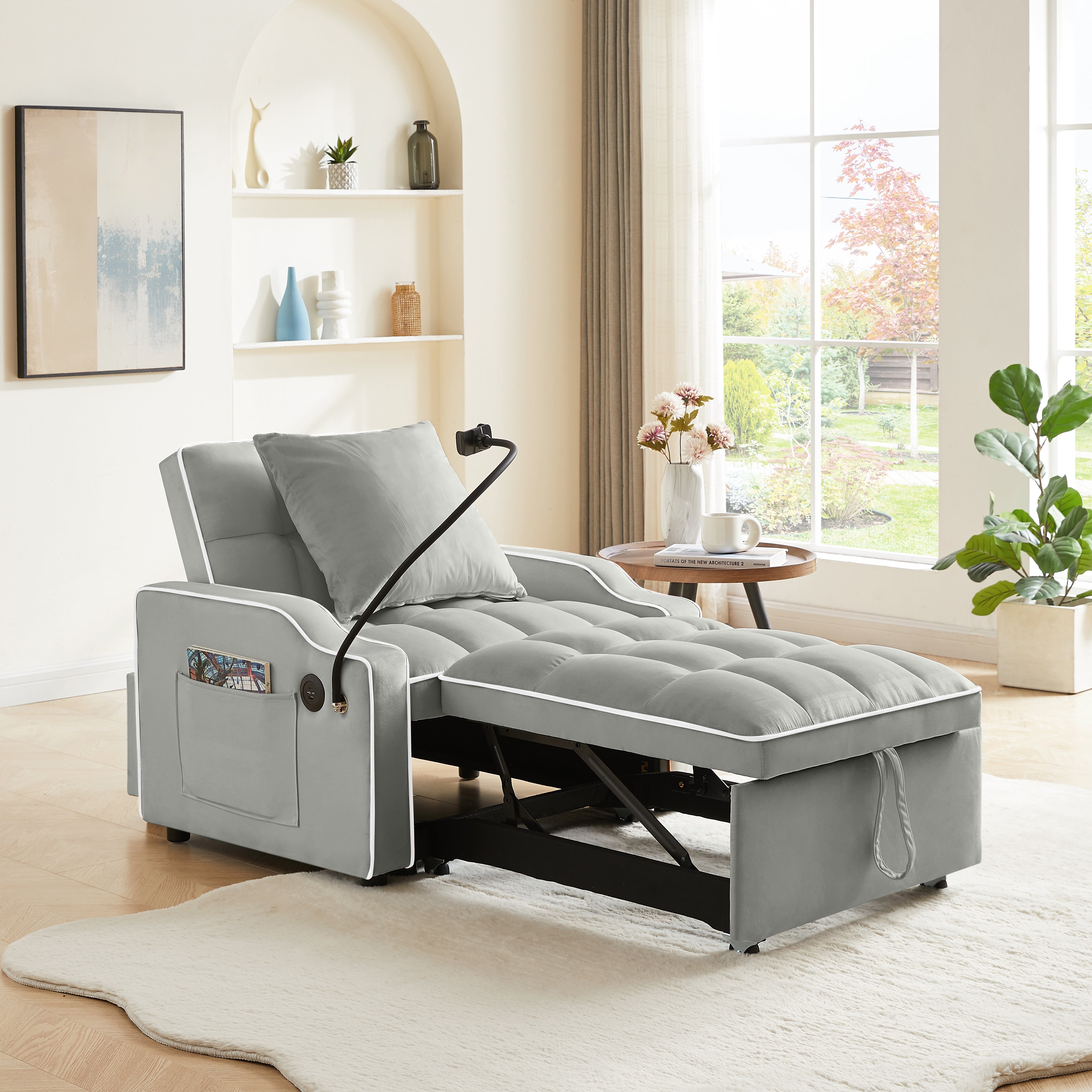 Sleeper Sofa Chair Bed - 3 In 1 Convertible Design