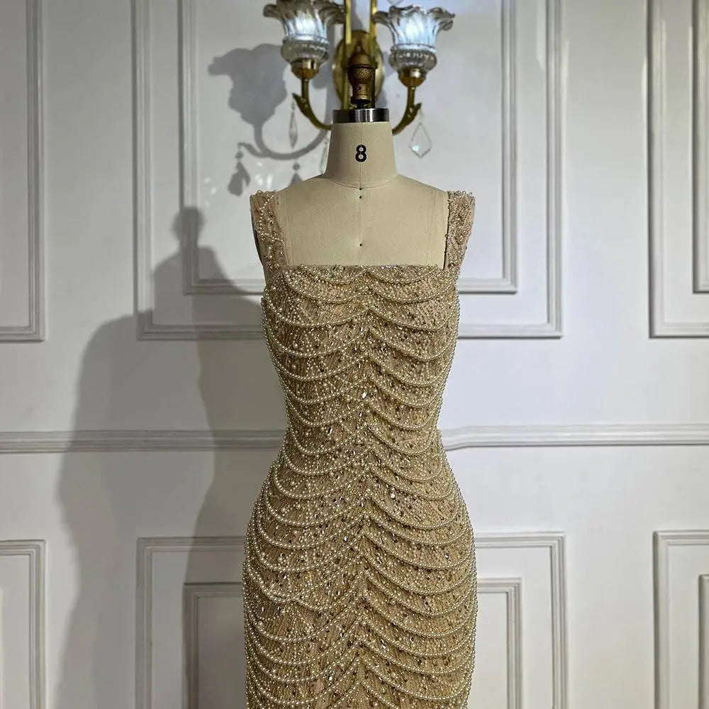 Beaded Nude Elegant Sling Luxury Gown