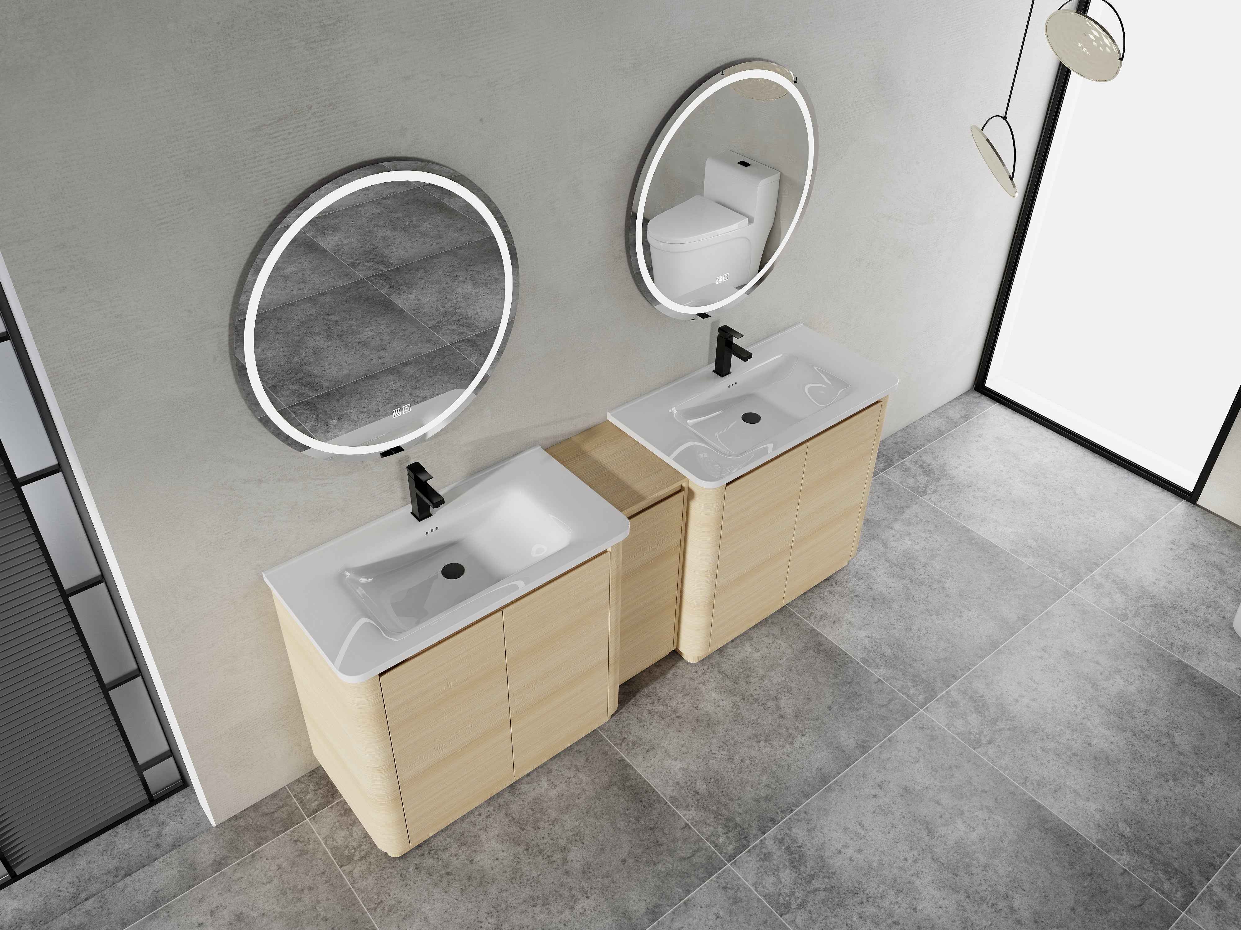 92'' Freestanding Bathroom Vanity with Ceramic Sink