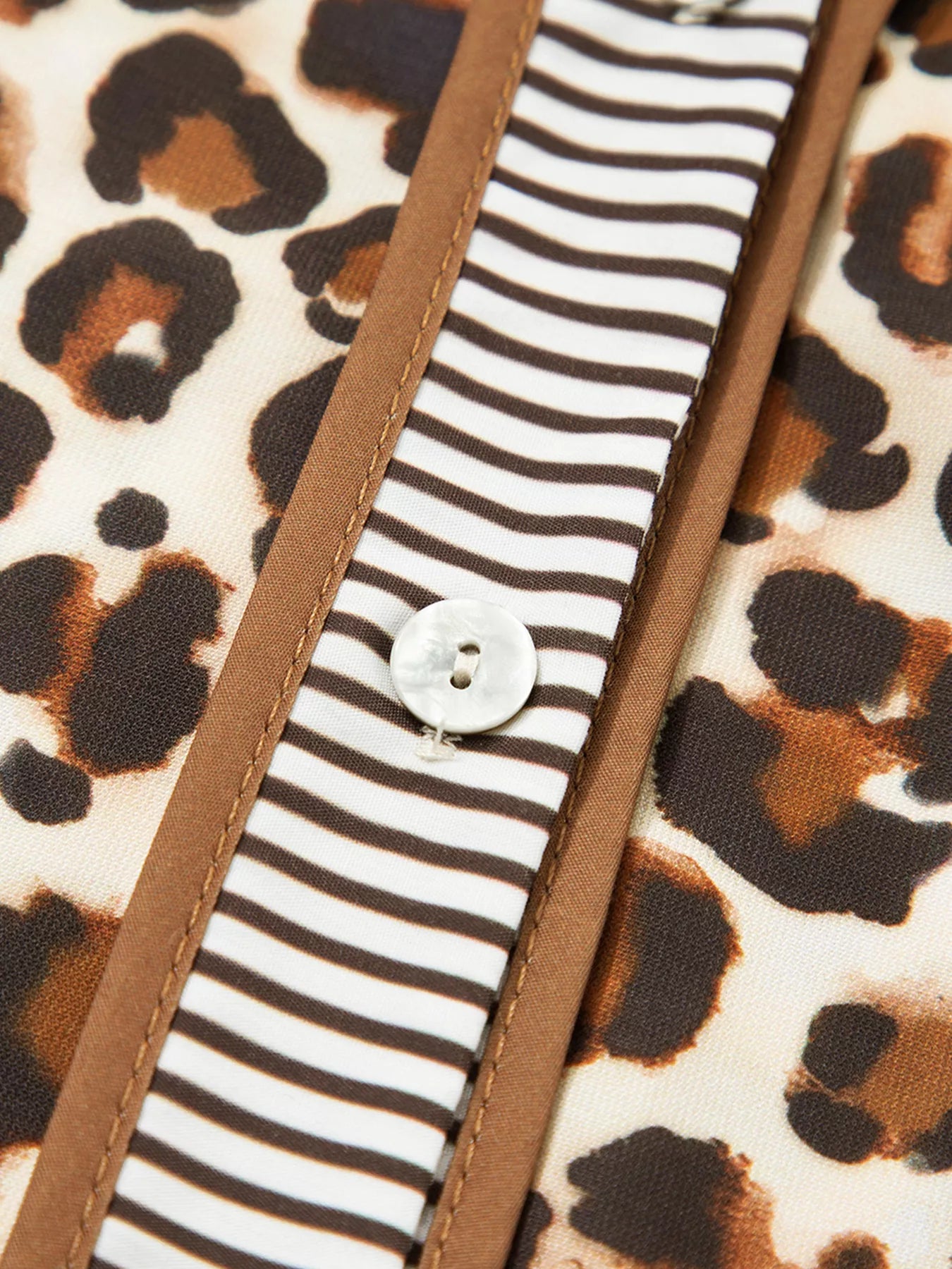 Leopard Print Striped Patchwork 3/4 Sleeve Loose Mini Dress