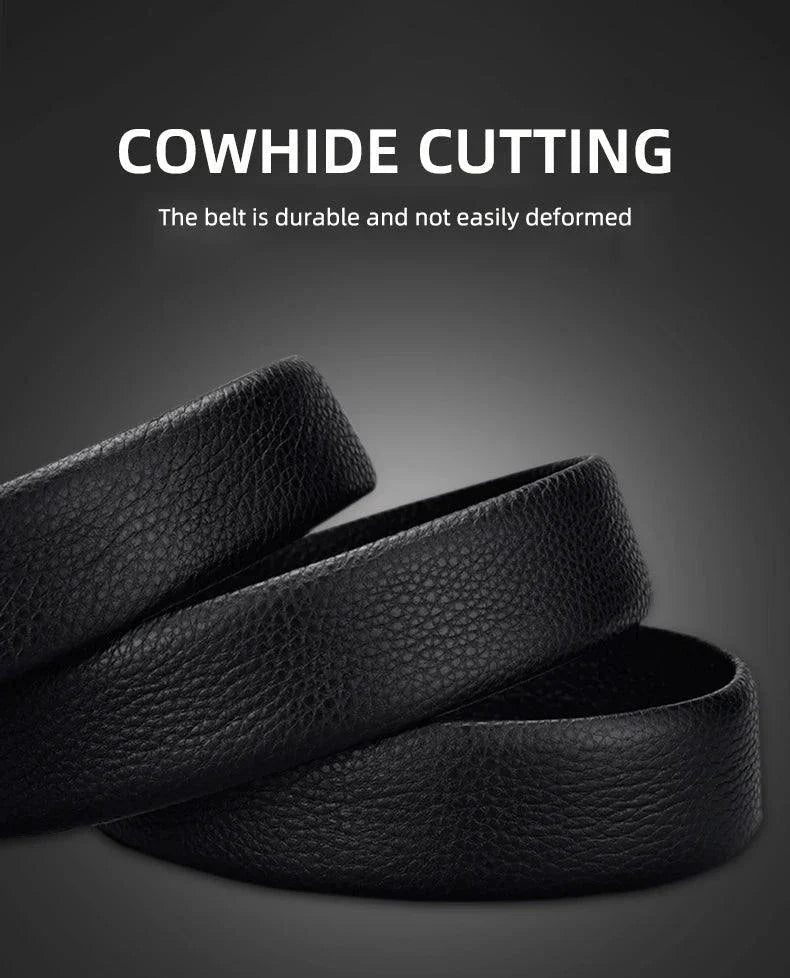 Belts for 3.5cm Width Sports Car Brand Fashion Automatic Buckle Black Genuine Leather Men's Jeans High Quality Waist Male Strap - Overture Gifts
