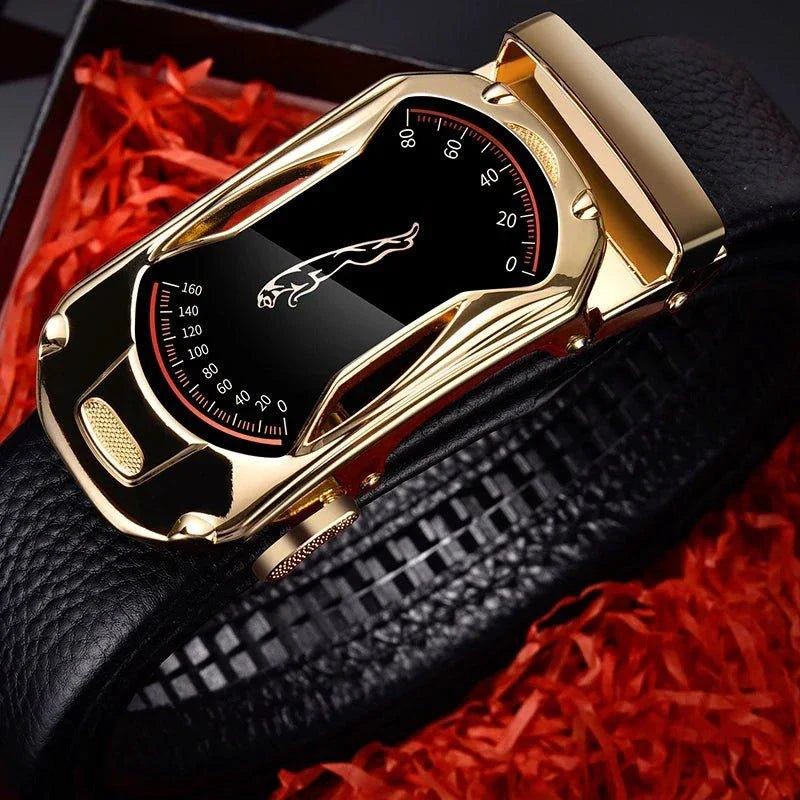 Belts for 3.5cm Width Sports Car Brand Fashion Automatic Buckle Black Genuine Leather Men's Jeans High Quality Waist Male Strap - Overture Gifts