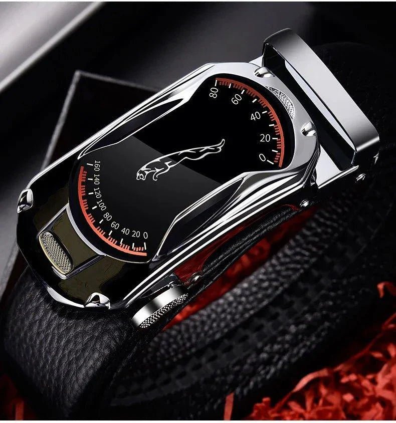 Belts for 3.5cm Width Sports Car Brand Fashion Automatic Buckle Black Genuine Leather Men's Jeans High Quality Waist Male Strap - Overture Gifts