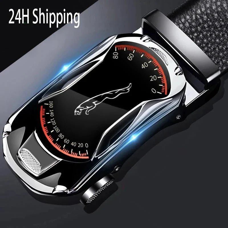 Belts for 3.5cm Width Sports Car Brand Fashion Automatic Buckle Black Genuine Leather Men's Jeans High Quality Waist Male Strap - Overture Gifts