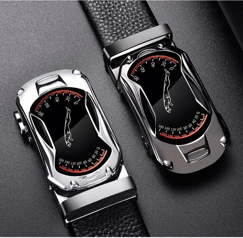 Belts for 3.5cm Width Sports Car Brand Fashion Automatic Buckle Black Genuine Leather Men's Jeans High Quality Waist Male Strap - Overture Gifts