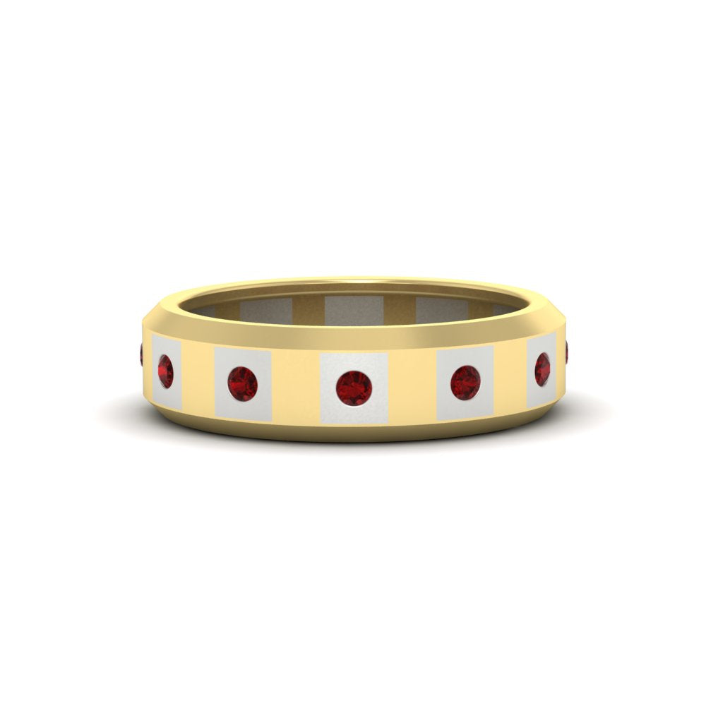 Bezel Round Mens Wedding Ring
