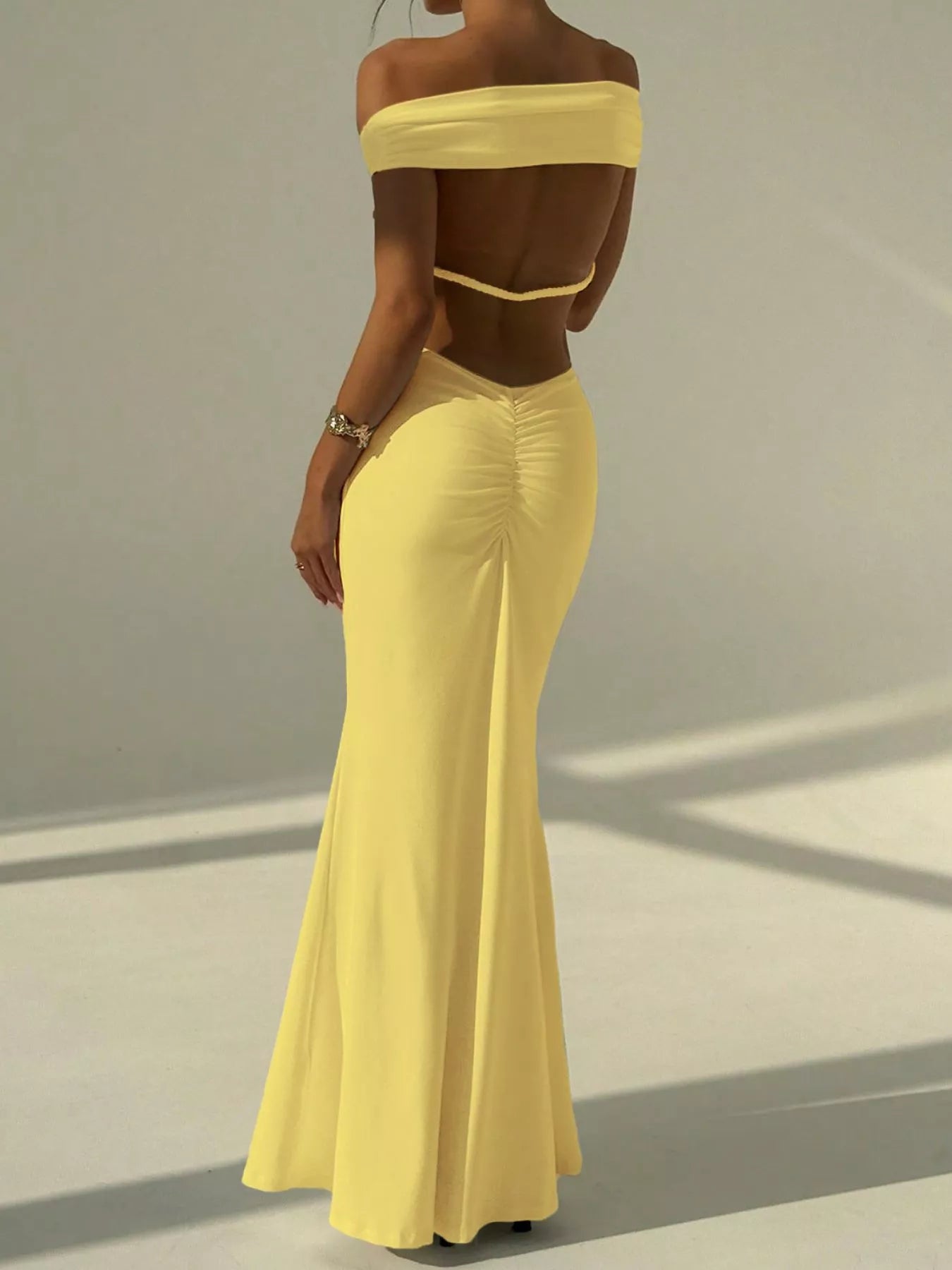 Backless Off-Shoulder Bodycon Mermaid Maxi Dress