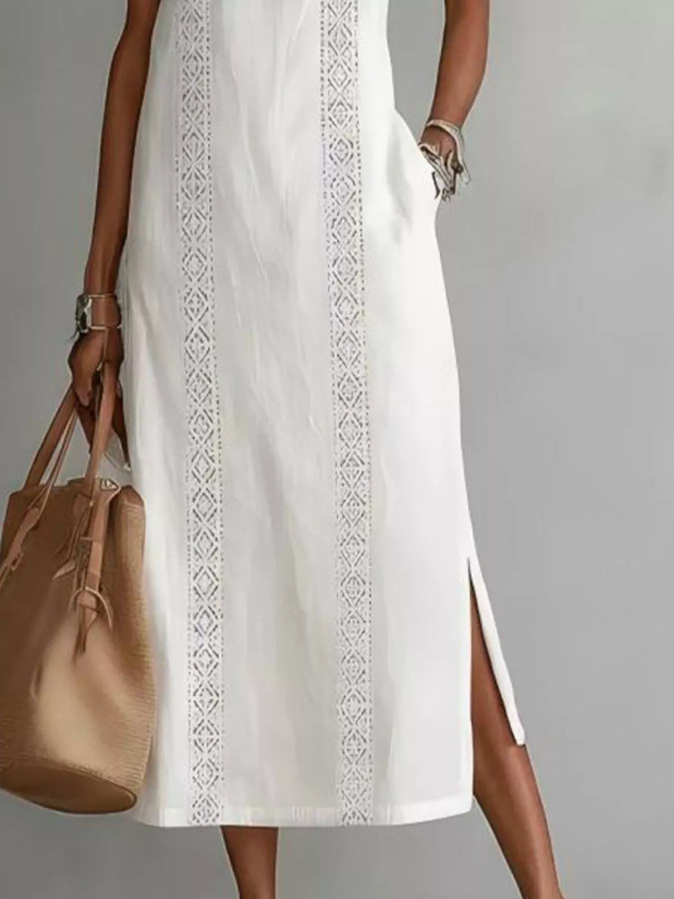 Full Size Side Slit Sleeveless Midi Dress Plus Size