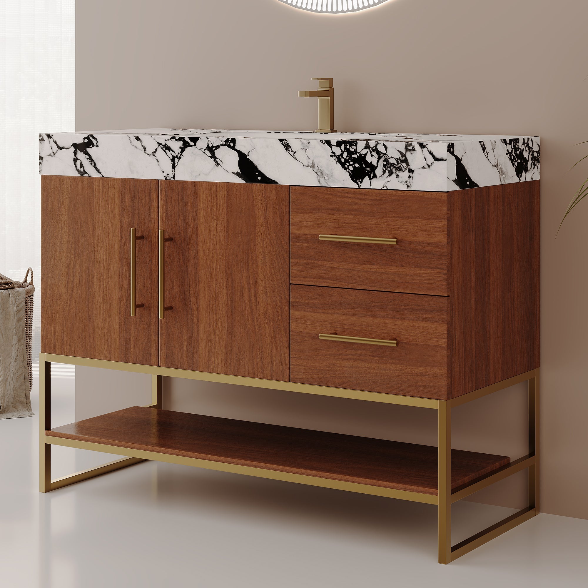36" Modern Free-Standing Bathroom Vanity with Seamless Sink