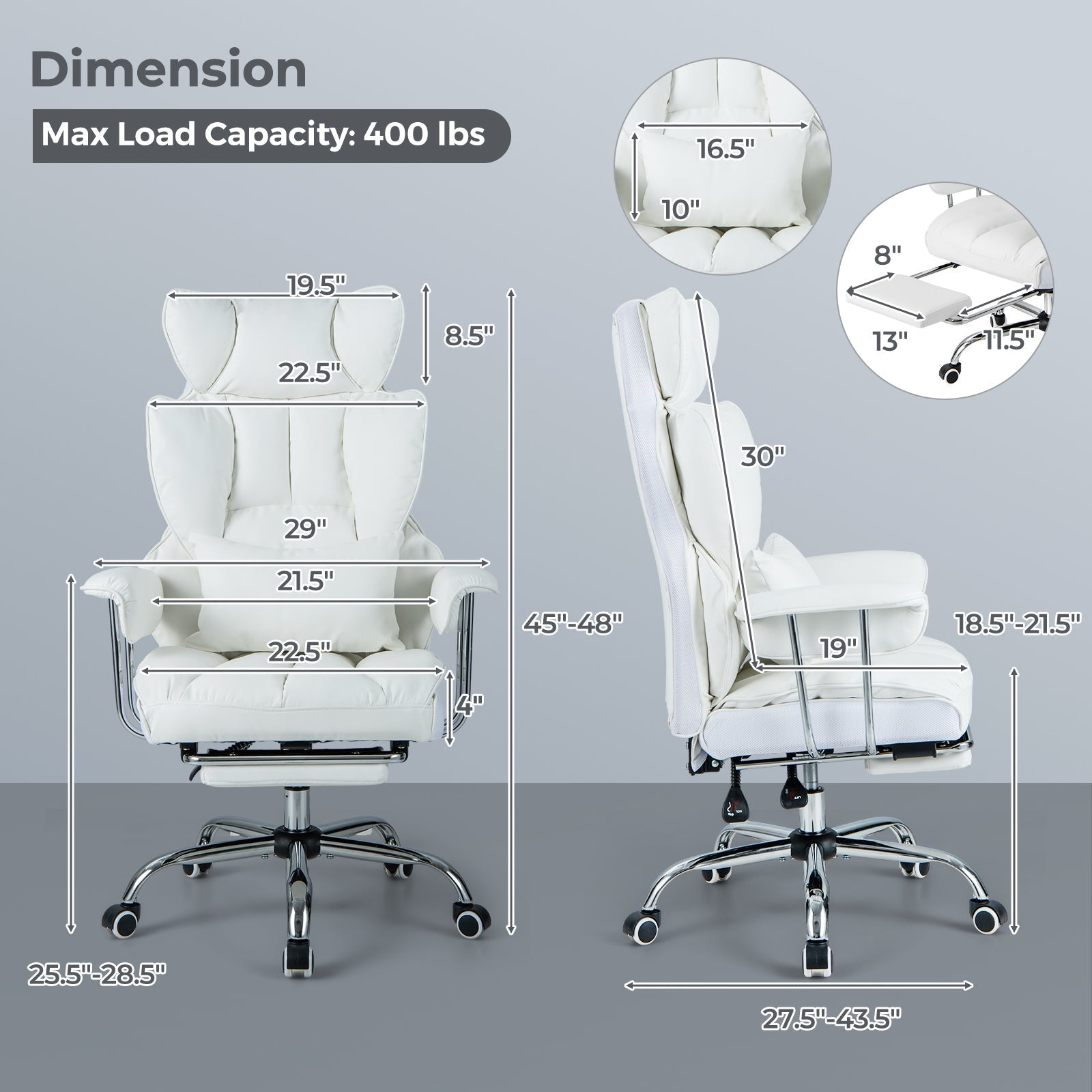 Big and Tall Executive Office Desk Chair with Footrest - Overture Gifts
