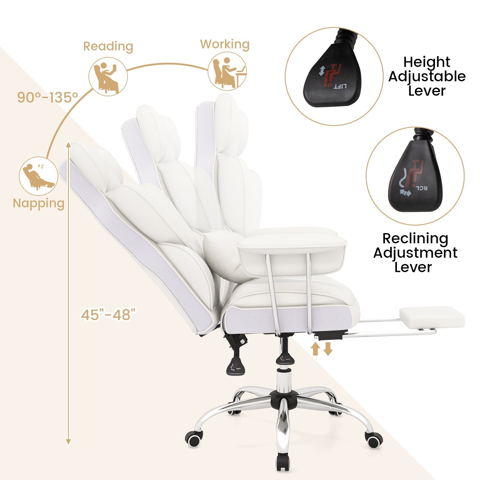 Big and Tall Executive Office Desk Chair with Footrest - Overture Gifts