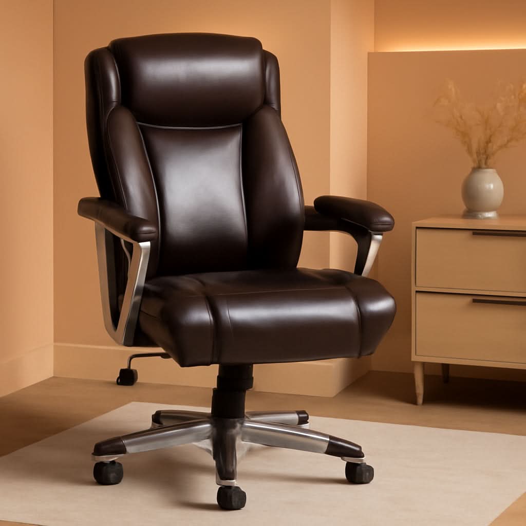 Big Tall Executive Office Chair With Lumbar Support Brown - Overture Gifts