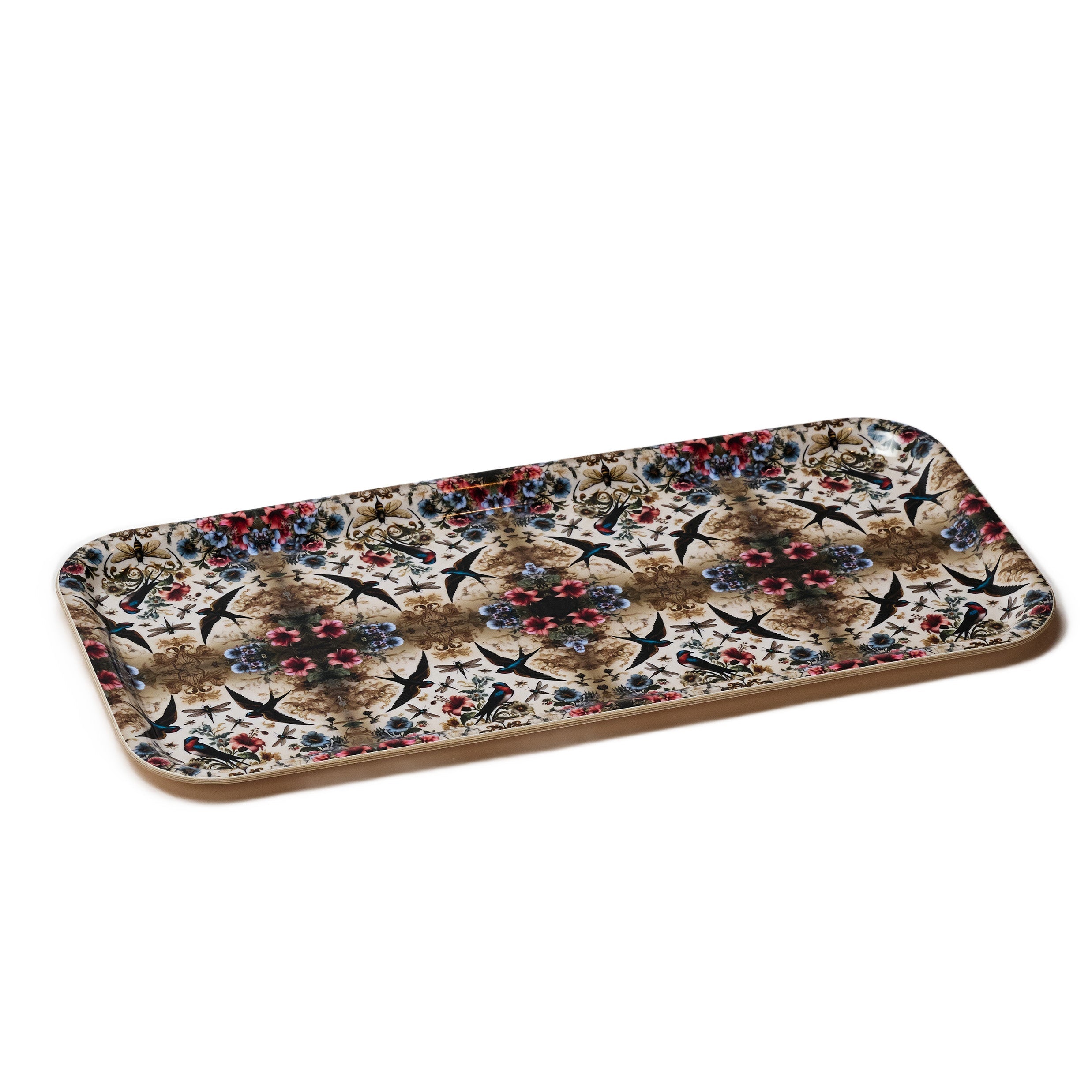 Birds and Bees Narrow Birchwood Small Decorative Tray