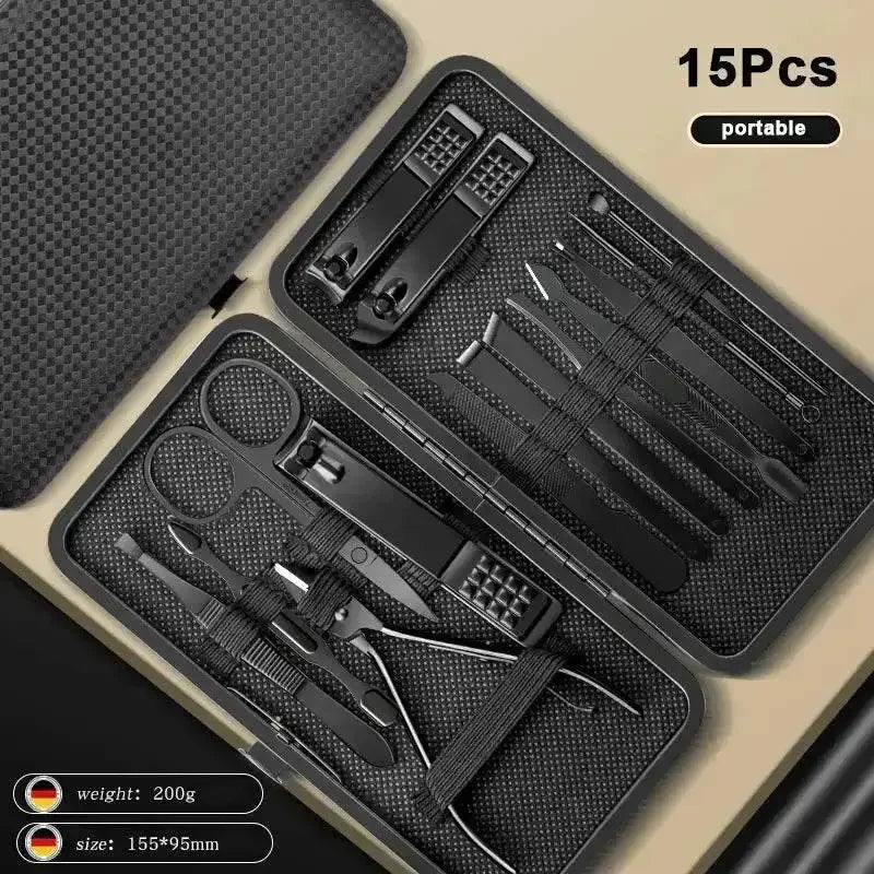 Black Manicure Nail Clipper Set Case - Overture Gifts