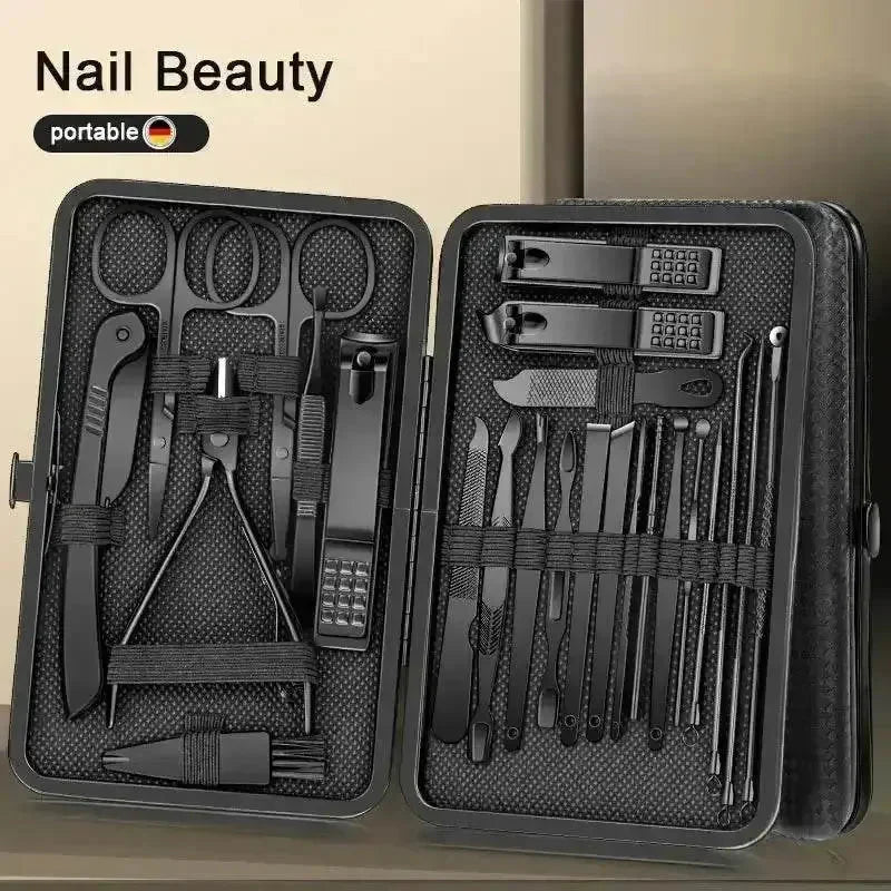Black Manicure Nail Clipper Set Case - Overture Gifts