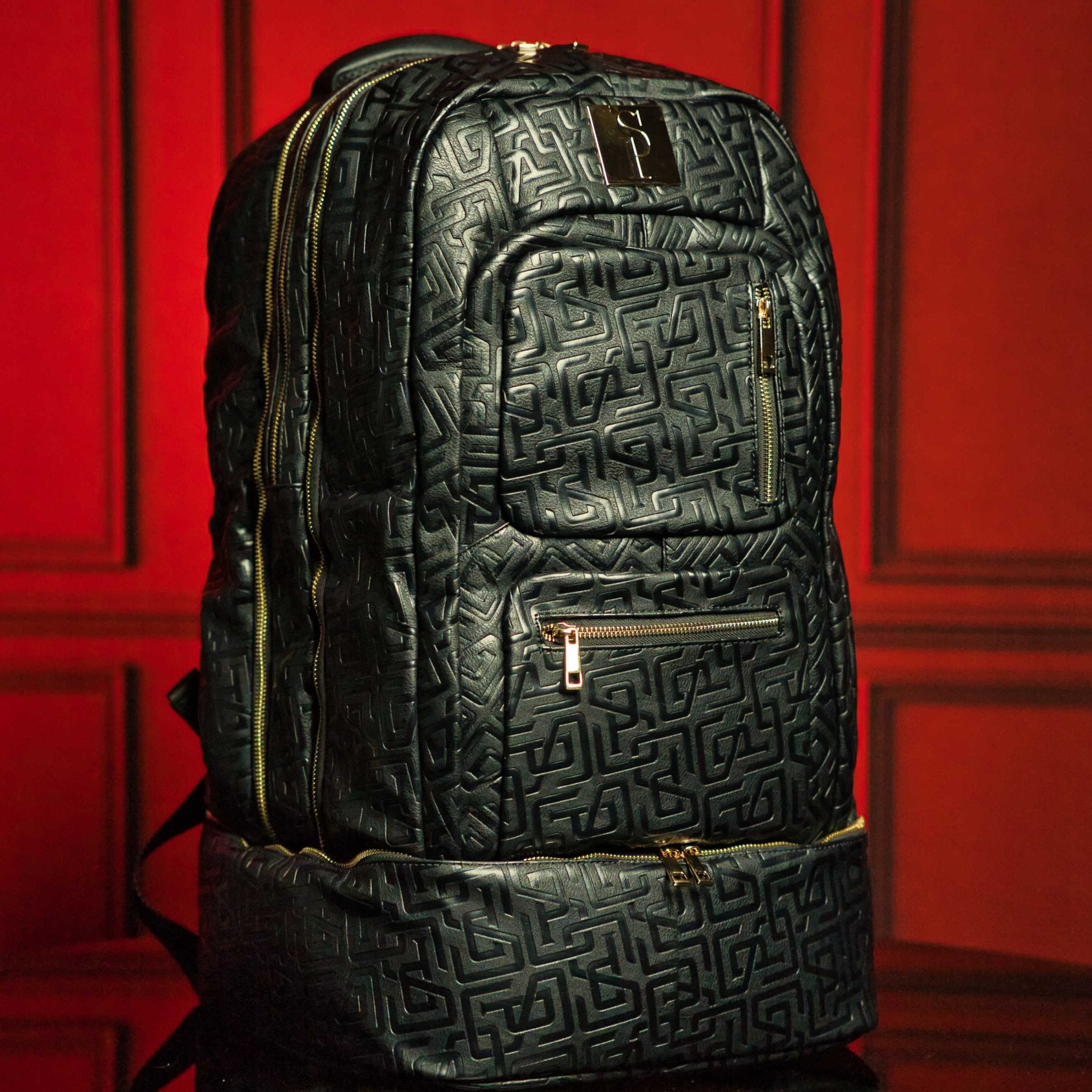 Black Monogram Leather Patented Carry-On Backpack (Only 150 Made) - Overture Gifts