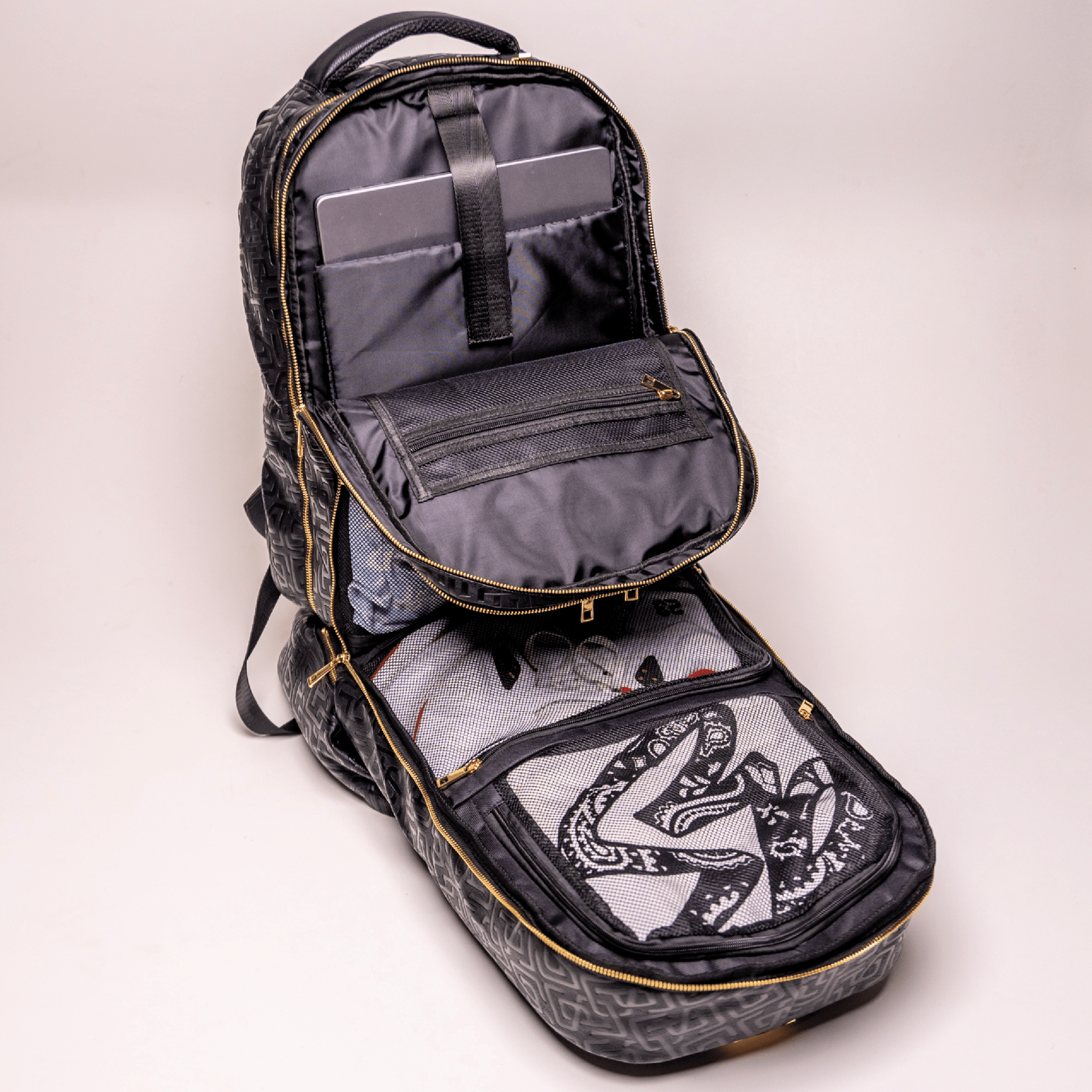 Black Monogram Leather Patented Carry-On Backpack (Only 150 Made) - Overture Gifts