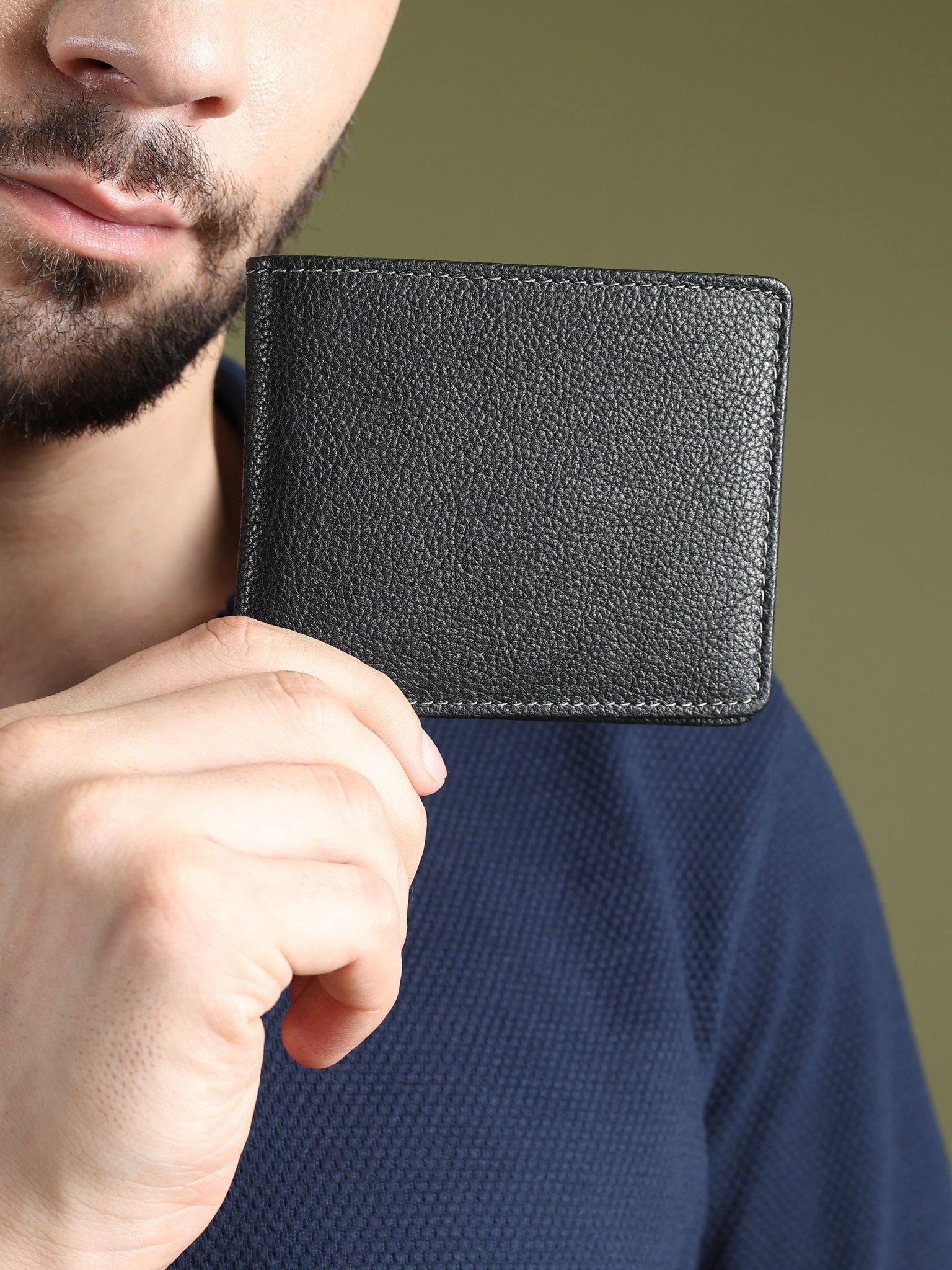 Black Textured Leather Mens Wallet - Overture Gifts