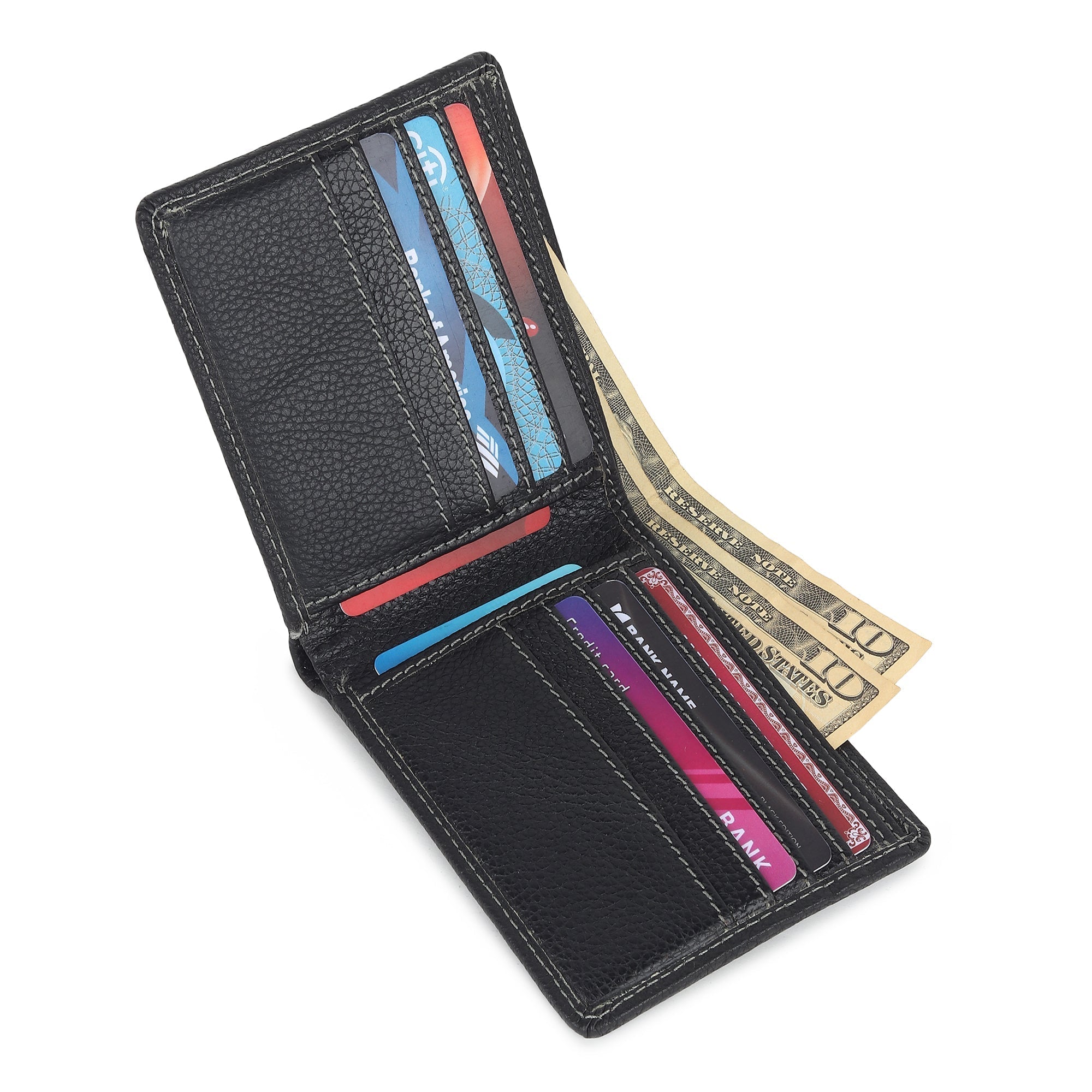 Black Textured Leather Mens Wallet - Overture Gifts